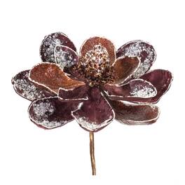 BreeBe - Glittered Magnolia Flower Stem (Set of 2) - Brown, Silver