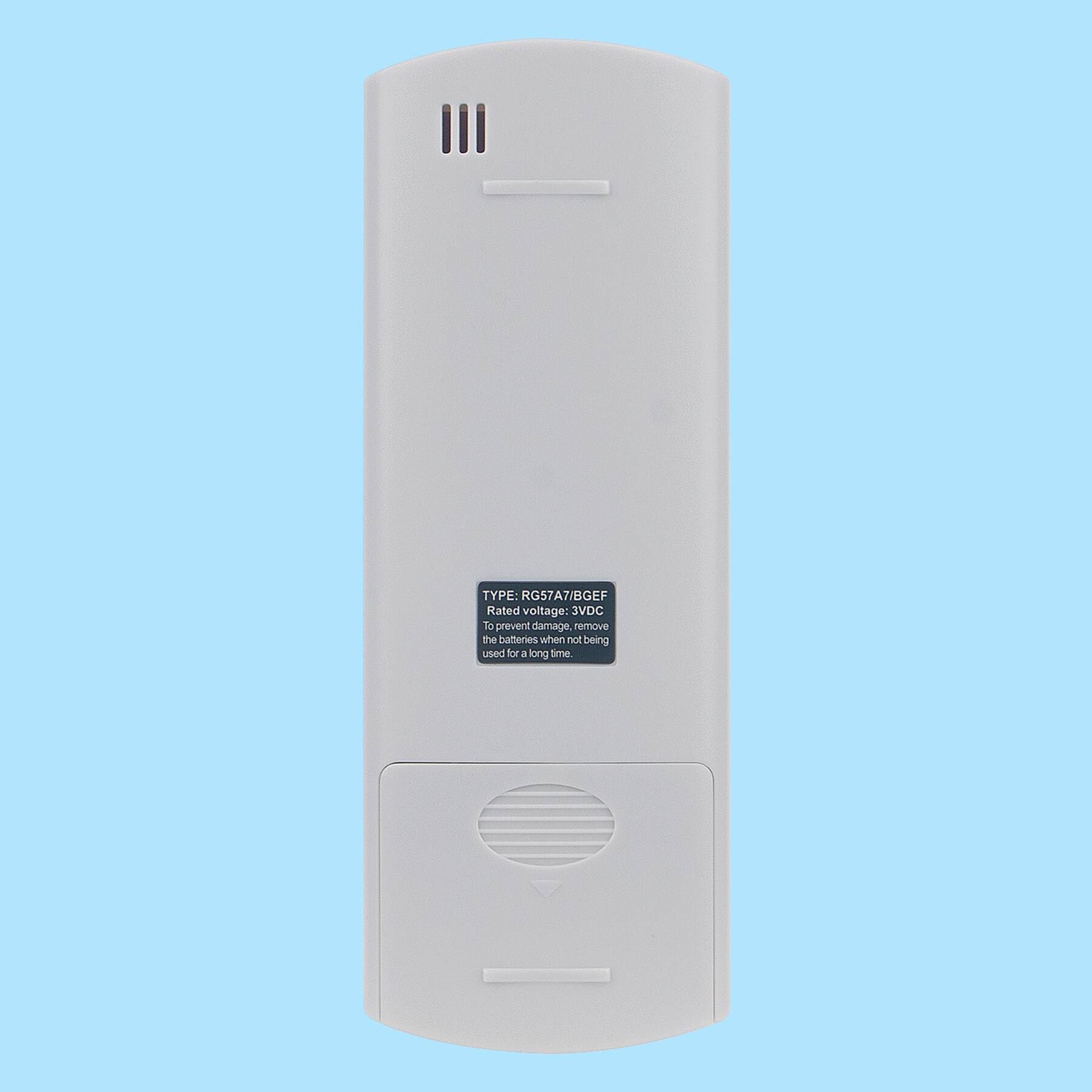 TYPE: RG57A7/BGEF  
Rated voltage: 3VDC  

To prevent damage, remove the batteries when not being used for a long time.