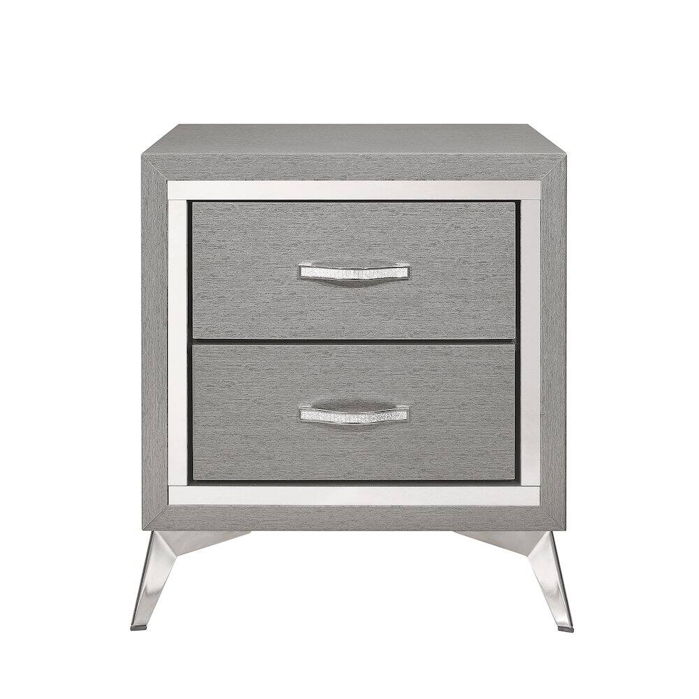 Angle. New Classic Furniture - Huxley Nightstand-Gray - Gray.