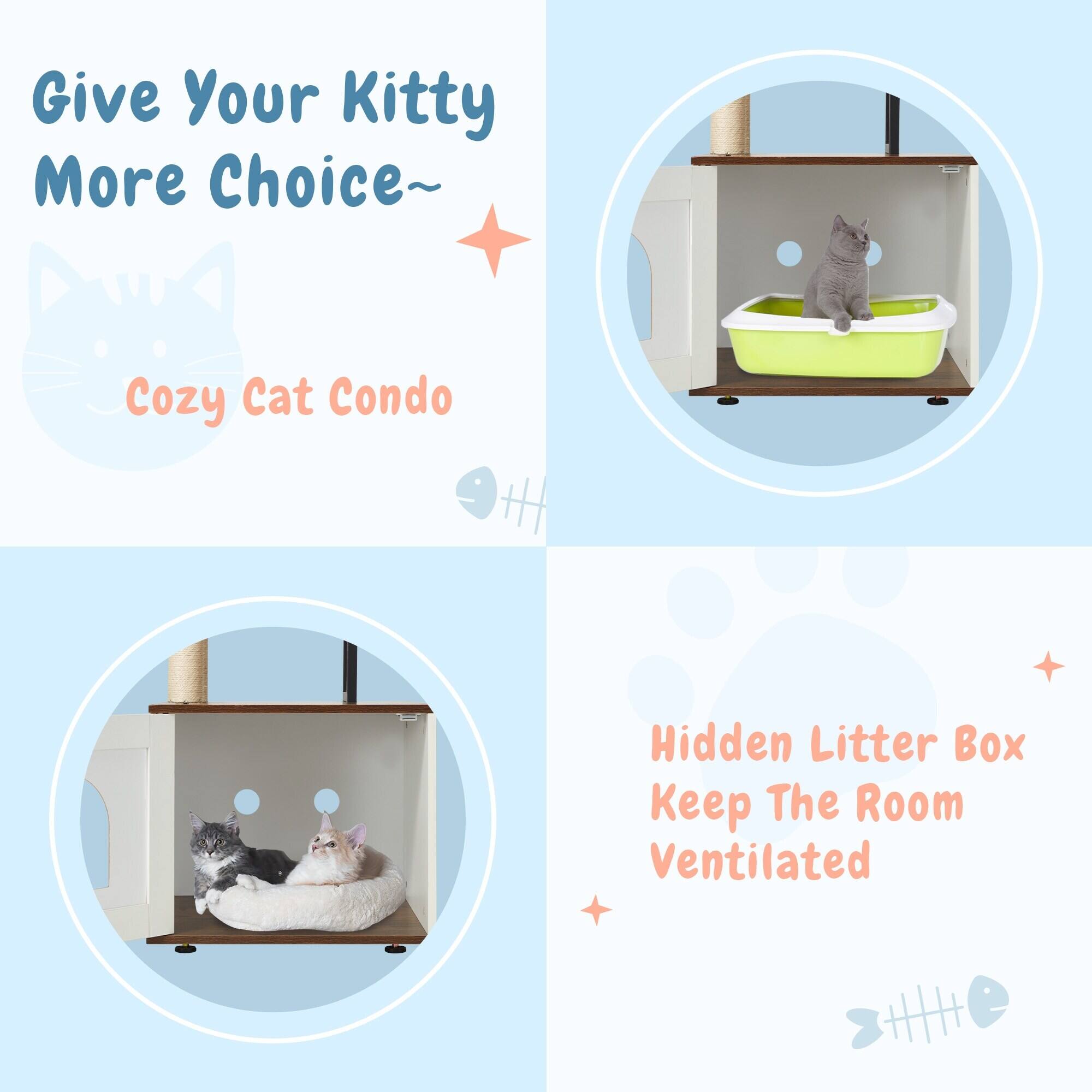 Give Your Kitty More Choice~  
Cozy Cat Condo  

Hidden Litter Box  
Keep The Room Ventilated
