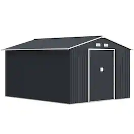 Outsunny - x 9' Outdoor Storage Shed, Garden Tool Metal Shed with Foundation Kit, Double Lockable Door