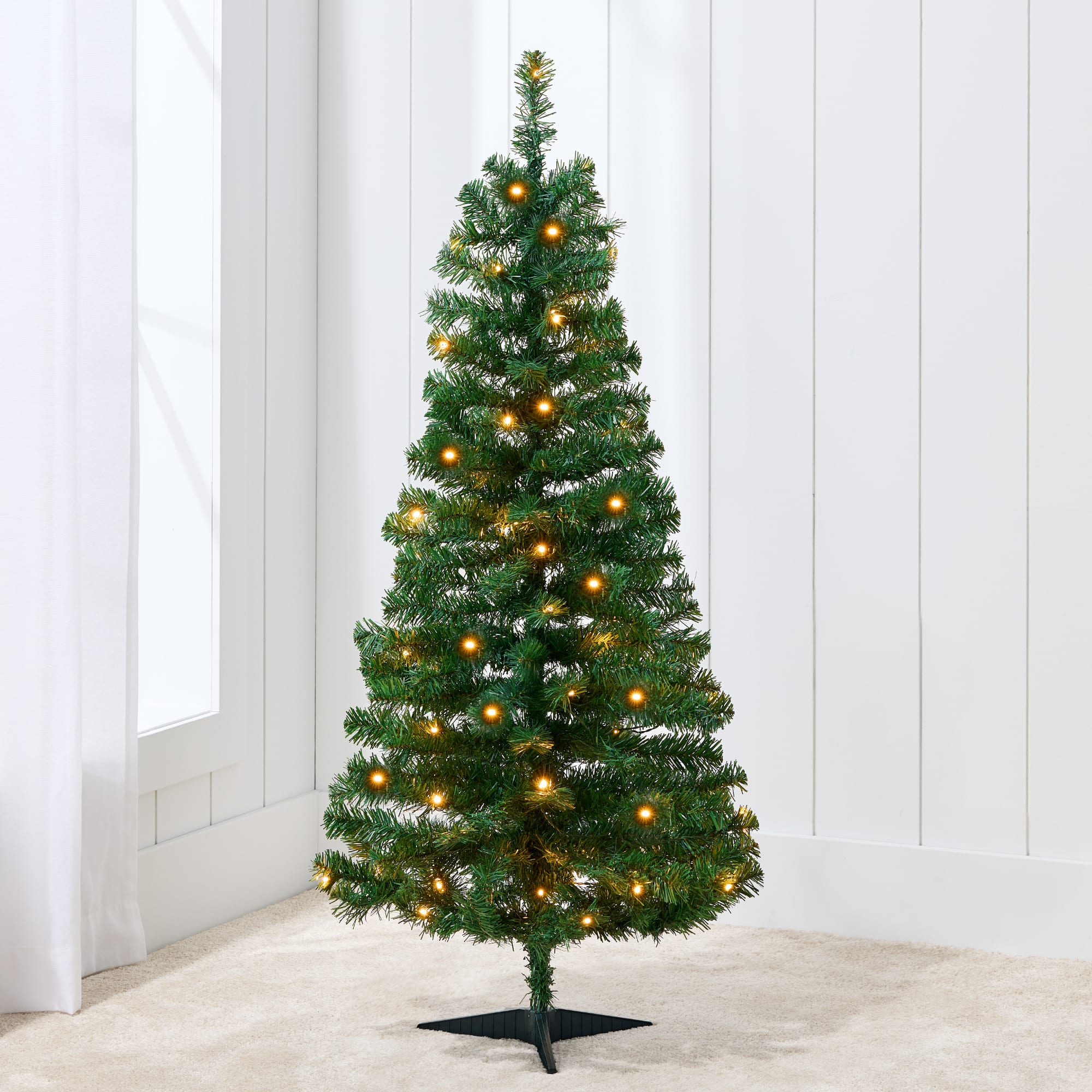 Front. Best Choice Products - Best Choice Products 4ft Pre-lit Colored Christmas Tree, Artificial Tree Holiday Decor w/ LED Lights -Green Spruce - Green Spruce.