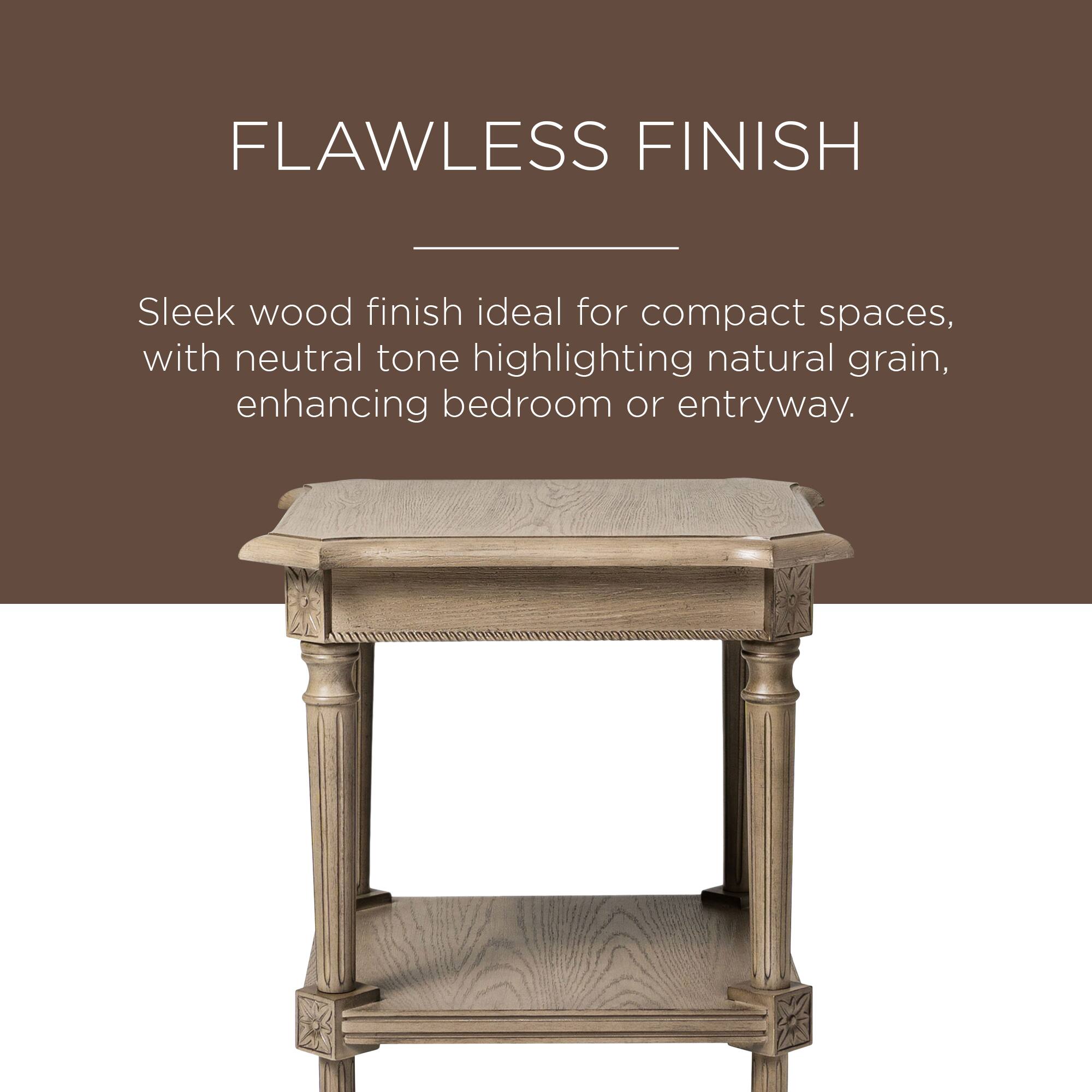 FLAWLESS FINISH

Sleek wood finish ideal for compact spaces, with neutral tone highlighting natural grain, enhancing bedroom or entryway.