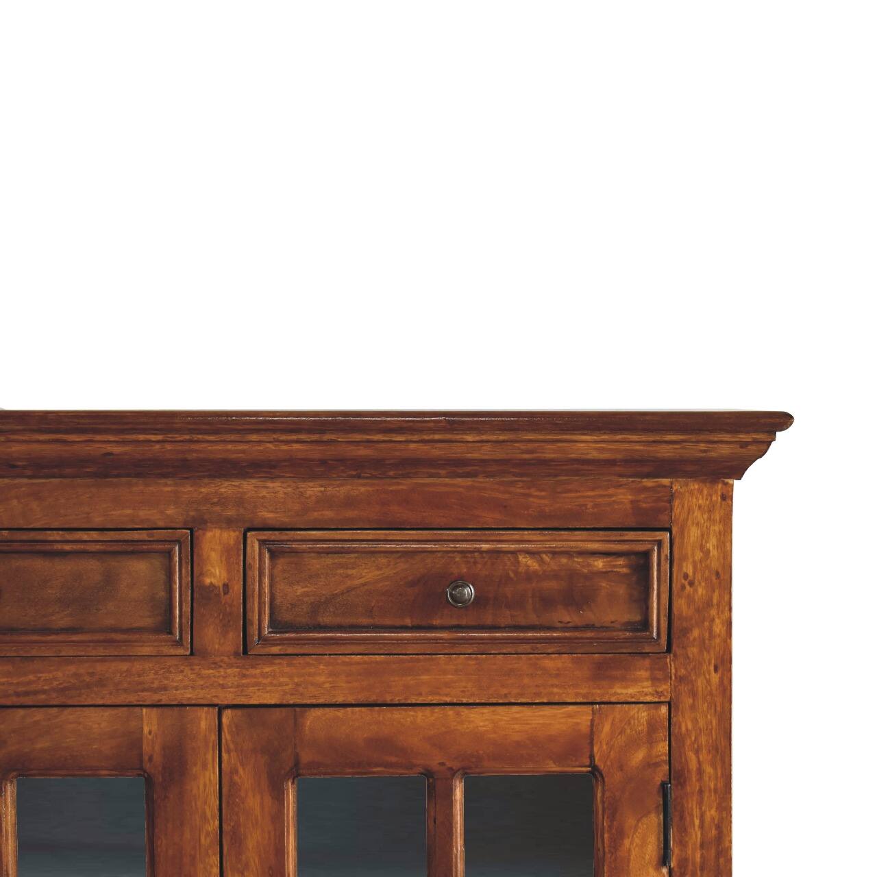 Alt View 1. Artisan Furniture - Artisan Furniture Solid Wood Large Glazed Sideboard, 4 Drawers, 4 Doors, Dark Brown - Dark Brown.