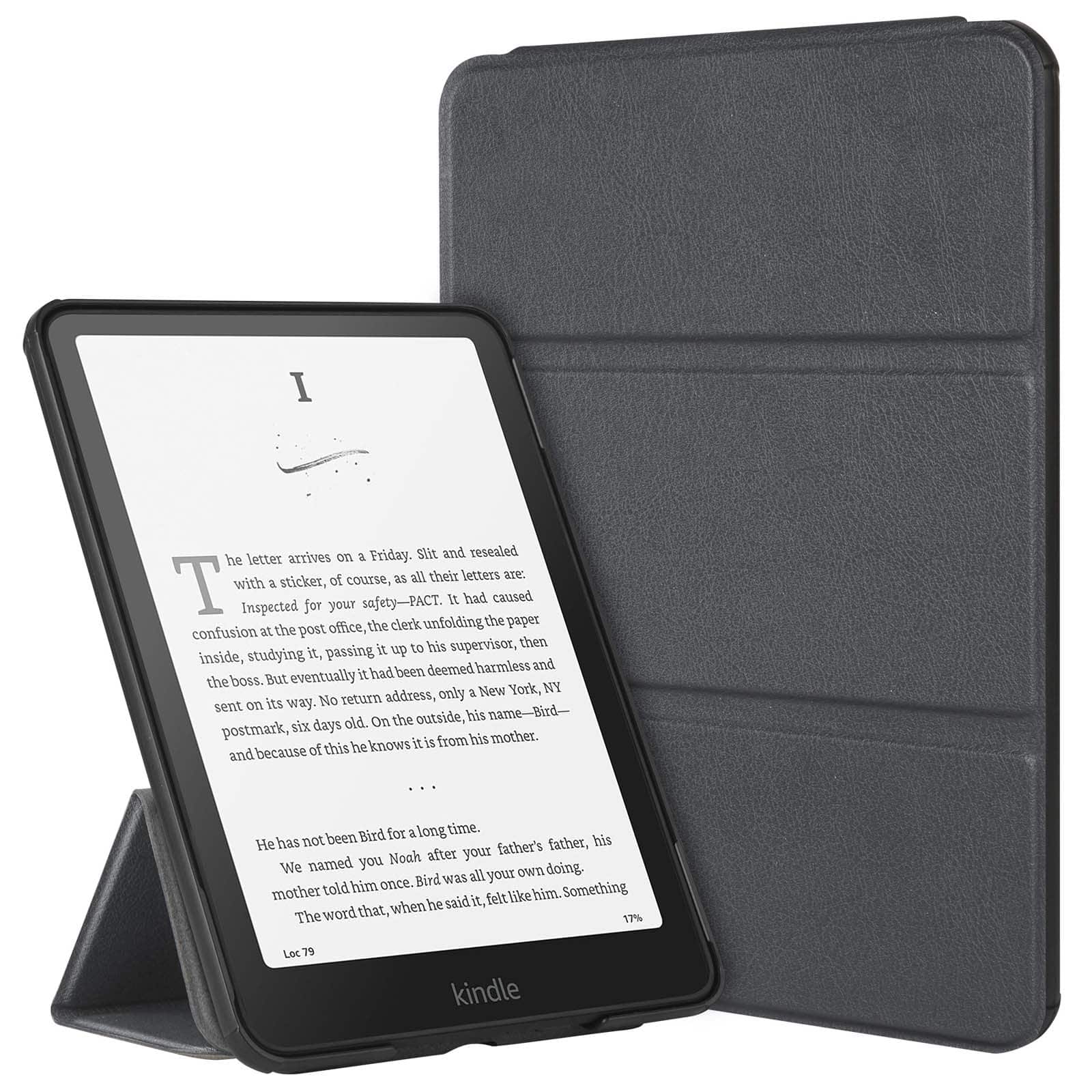 Dteck - For Amazon Kindle Paperwhite (2024)/Kindle Colorsoft Shockproof Magnetic Closure Flip Kickstand Case Auto Sleep/Wake - Gray