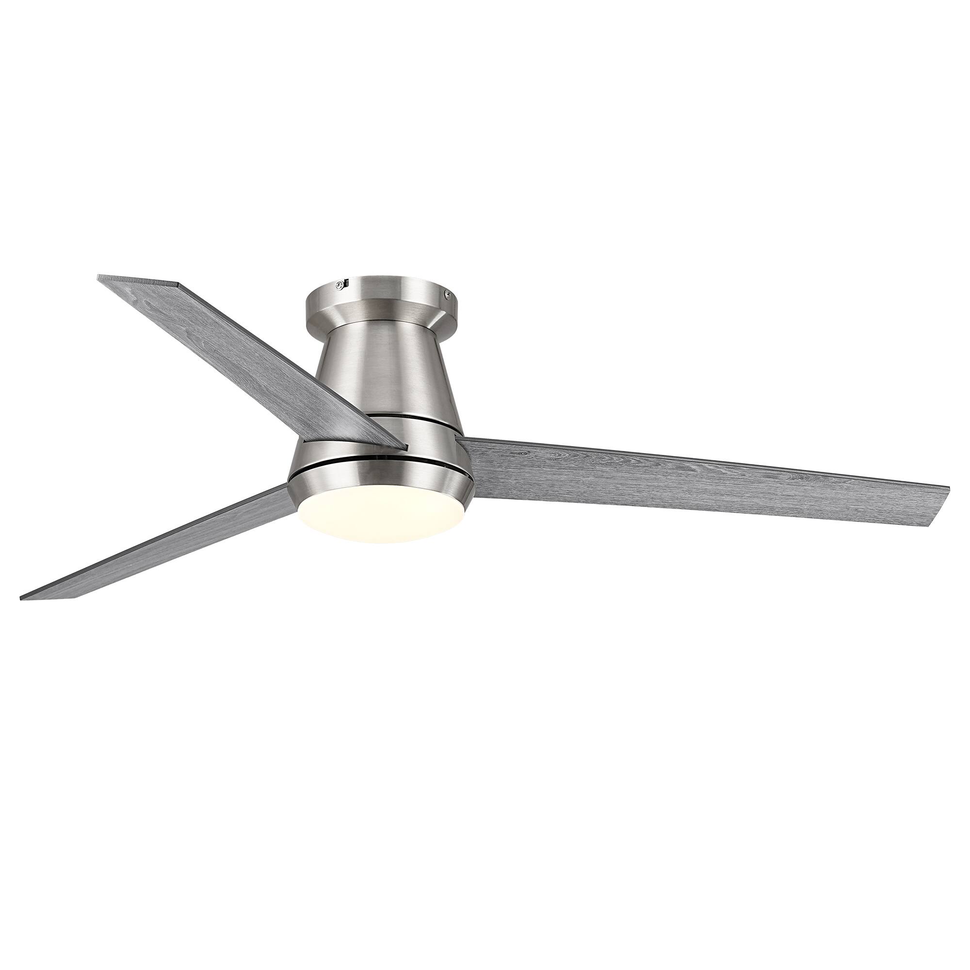 Alt View 9. Vaczon - 52" Modern Reversible Blades Smart Flush Mount Ceiling Fan with App Control and Dimmable LED Light - Satin Nickle.