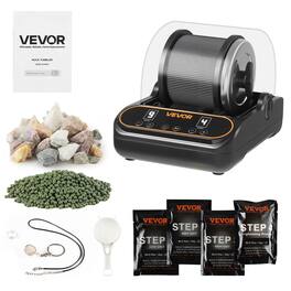 VEVOR - Rock Tumbler, 1 lb Rock Polishing Machine, Rocks Tumbling Kit with 4-Speed Adjustment, 1–9 Day Timer, PC Sound Reduction - Orange + Black