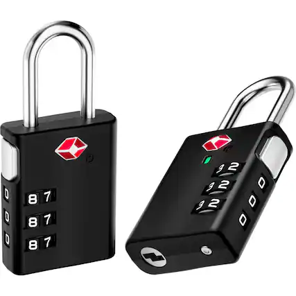 Front. LUGGEX - LUGGEX TSA Locks for Luggage, 2 Suitcase Locks, Luggage Locks TSA Approved - Black.