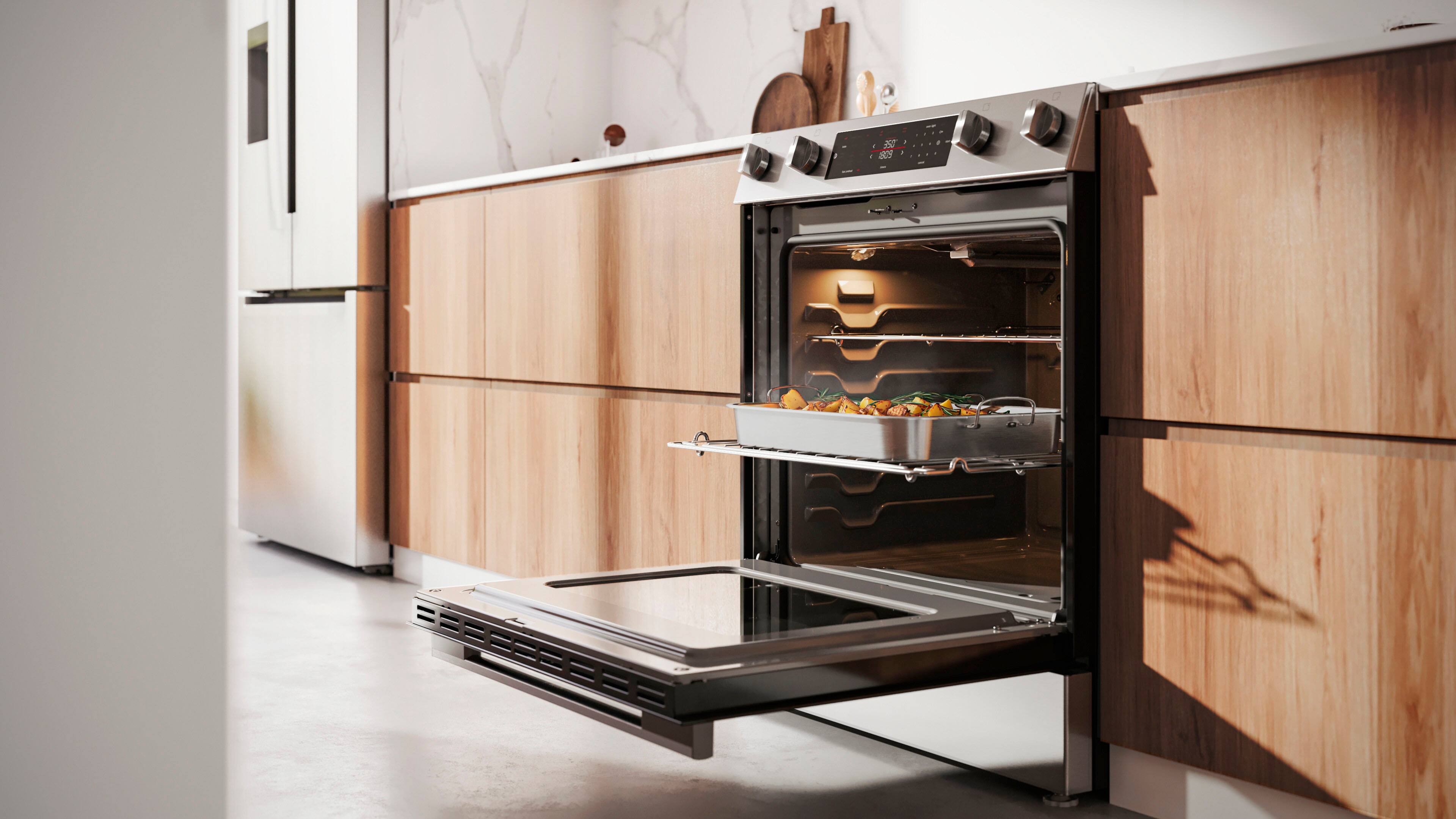 Alt View 11. Bosch - 100 Series 5.8 Cu. Ft. Slide-In Electric Convection Range with Steam-Assist - Stainless Steel.