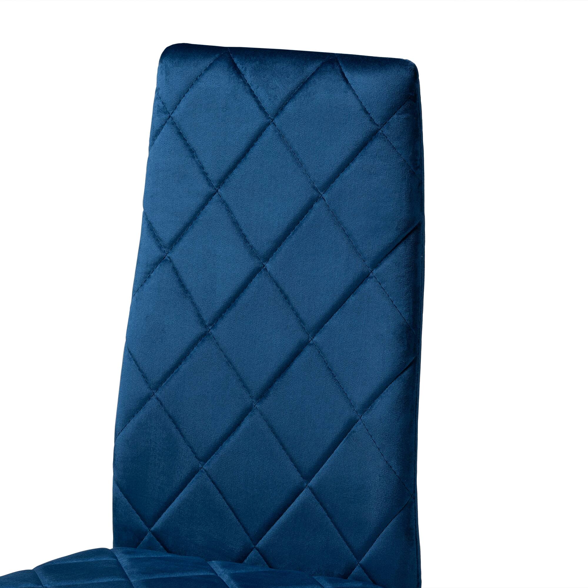 Left. Baxton Studio - Blaise Modern Glam Velvet Fabric Upholstered and Gold Finished Metal 4-Piece Dining Chair Set - Navy blue/gold.