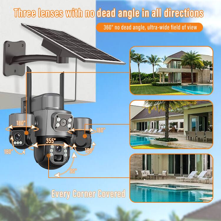 Three lenses with no dead angle in all directions  
360° no dead angle, ultra-wide field of view  
Every Corner Covered