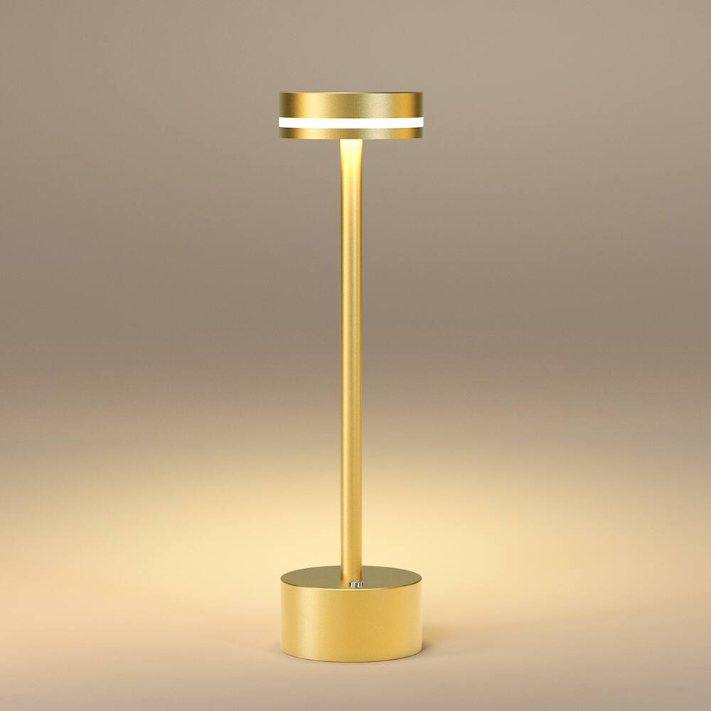 Left. ONEWISH - Cordless Portable LED Table Lamp with Touch Control - Gold.