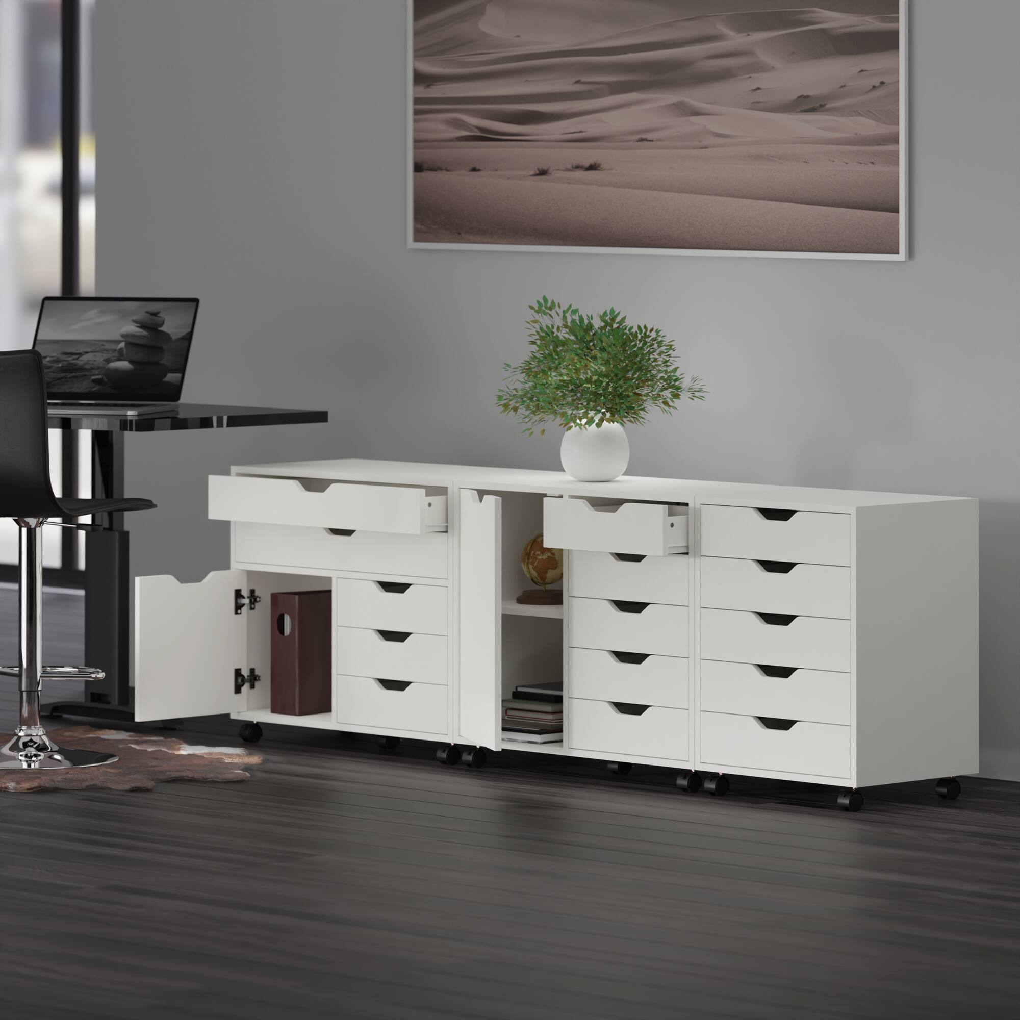 Alt View 8. Winsome Wood - Halifax 3-Pc Storage Cabinet Set - White.