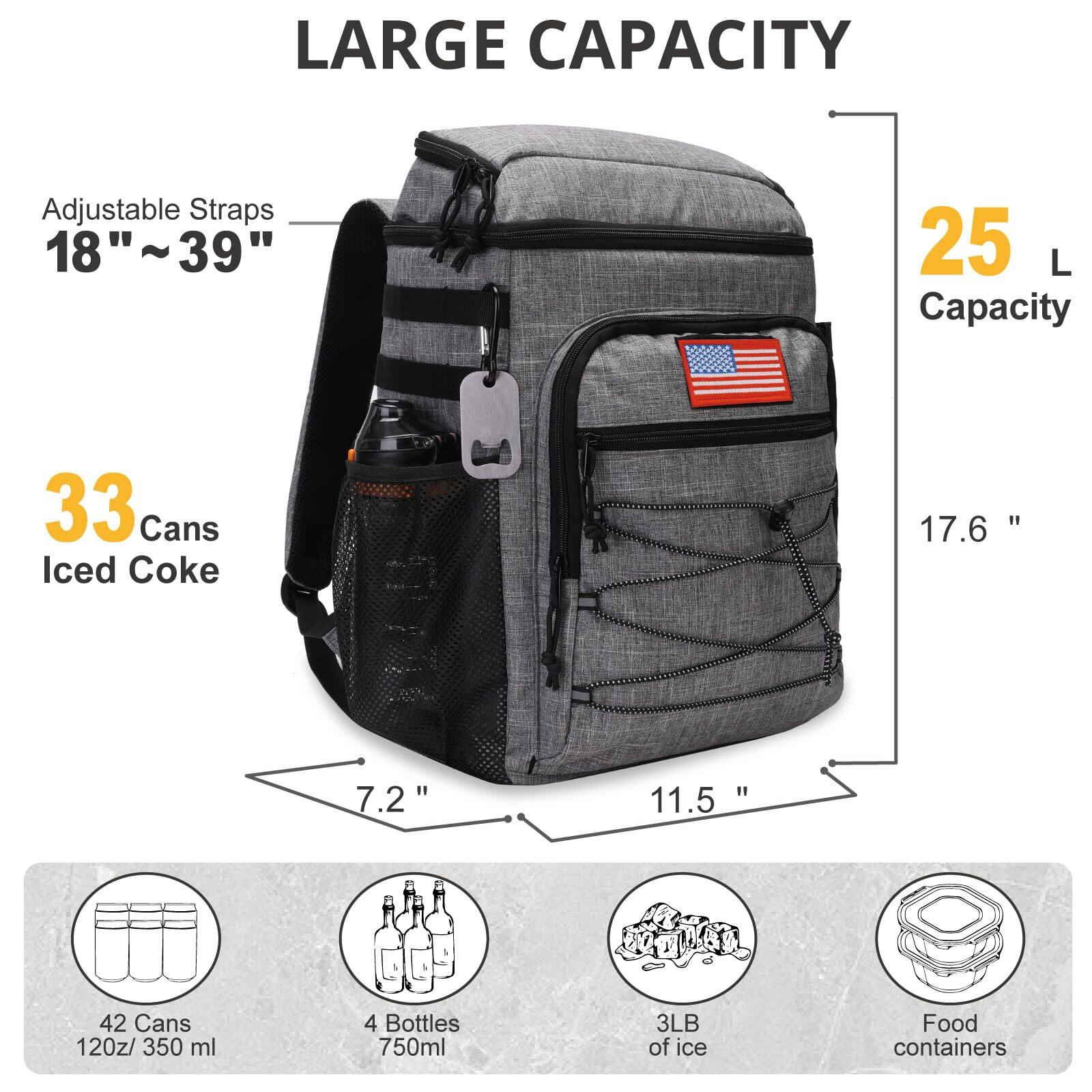 Back. Live At Space - Backpack Cooler  25l Insulated Leak proof Heavy Duty Large Lunch Waterproof Ice Chest For Men Women Adults Work Daytrip - Black Camo.