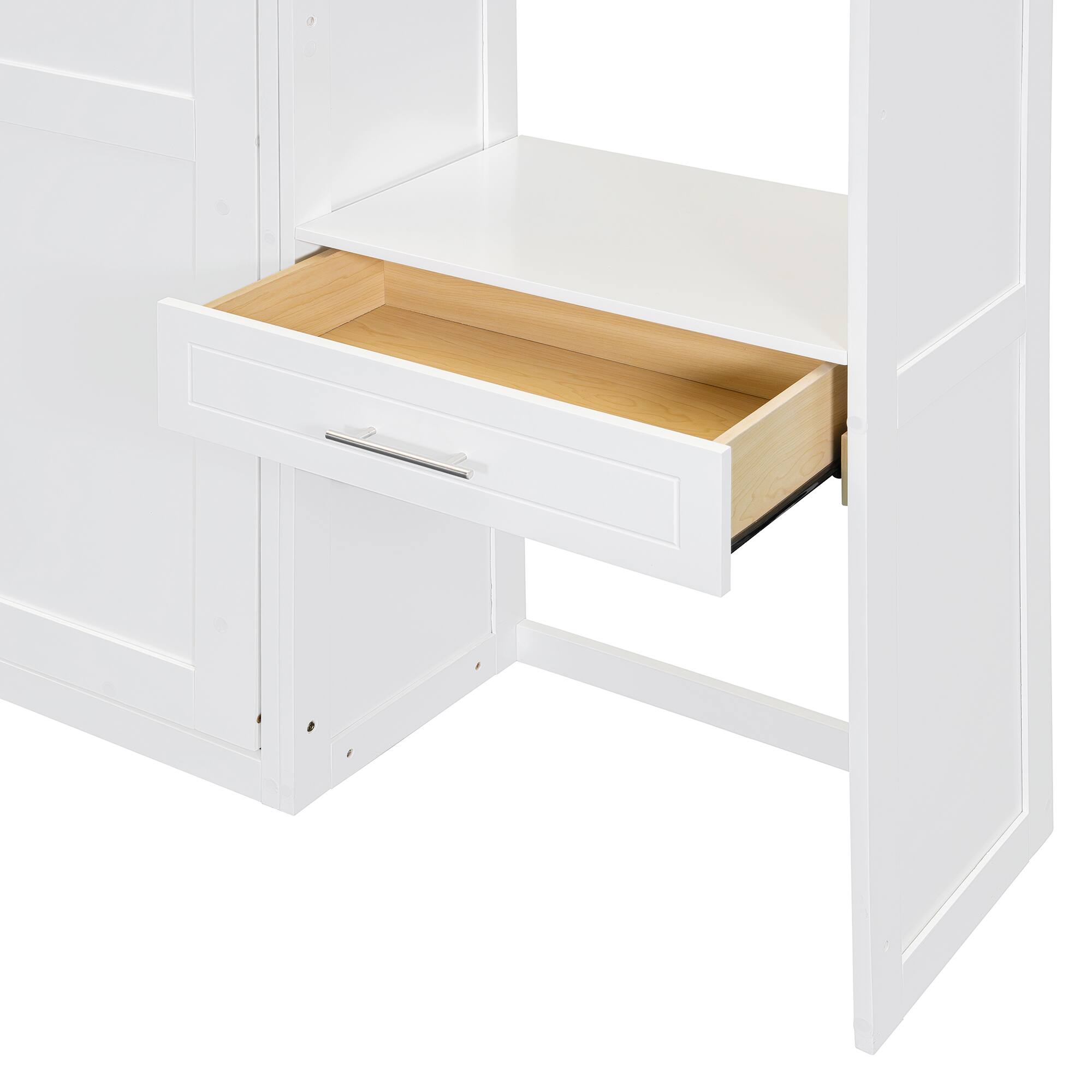 Alt View 10. Tiramisubest - Full Size White Wall Murphy Bed with Desk, Cabinet and Shelves, Space Saving, 87x81x95 inches, 330 lbs - White.