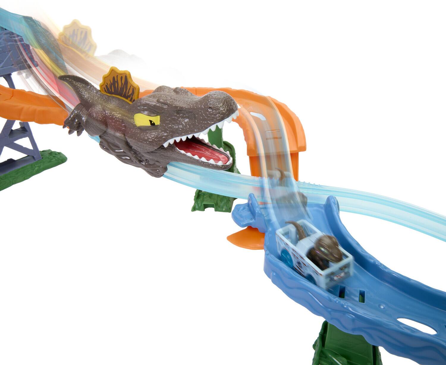 Alt View 2. Mattel - Mattel - Hot Wheels Racerverse Jurassic World: Rebirth Crash & Splash Track Set   - Collectibles - Multicolor.