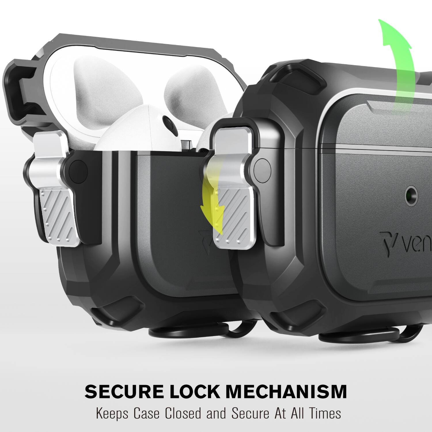 y /ven
SECURE LOCK MECHANISM
Keeps Case Closed and Secure At All Times