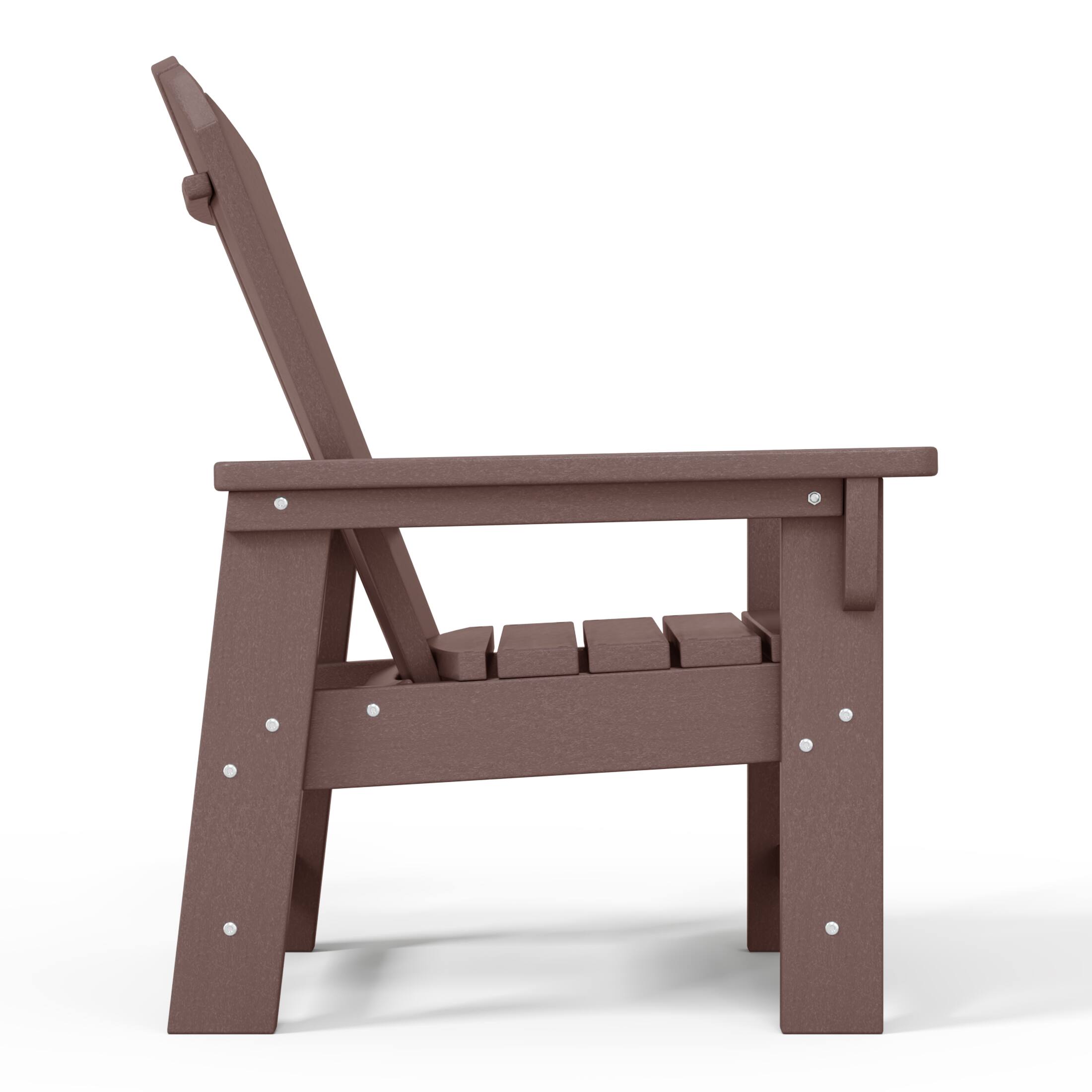 Left. WestinTrends - WestinTrends Malibu Kids Outdoor HDPE Adirondack Plastic Patio Chair - Dark Brown.