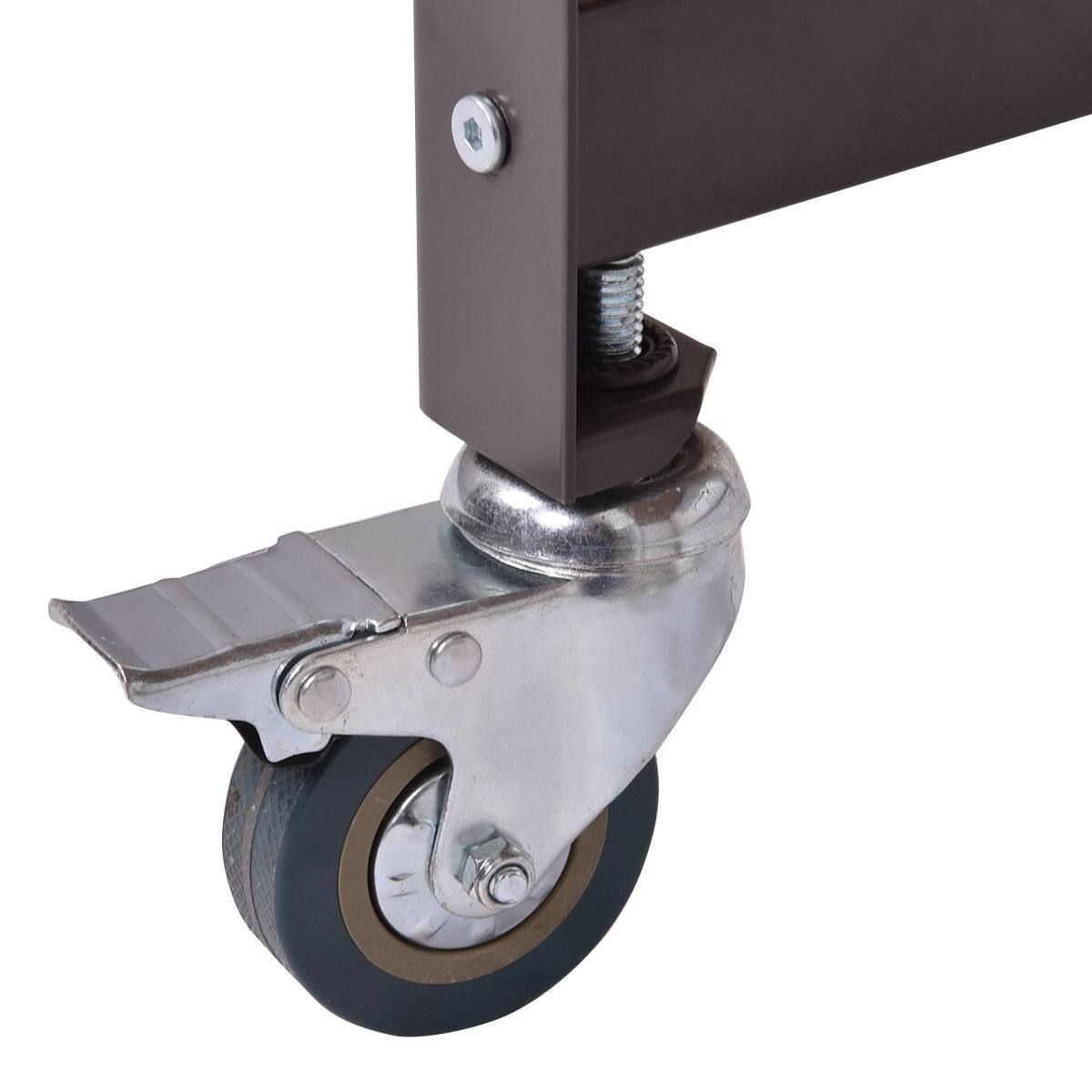 Angle. Hivvago - Mobile Steel Frame Laptop Computer Desk with Black Wood Top and Locking Casters - Black.