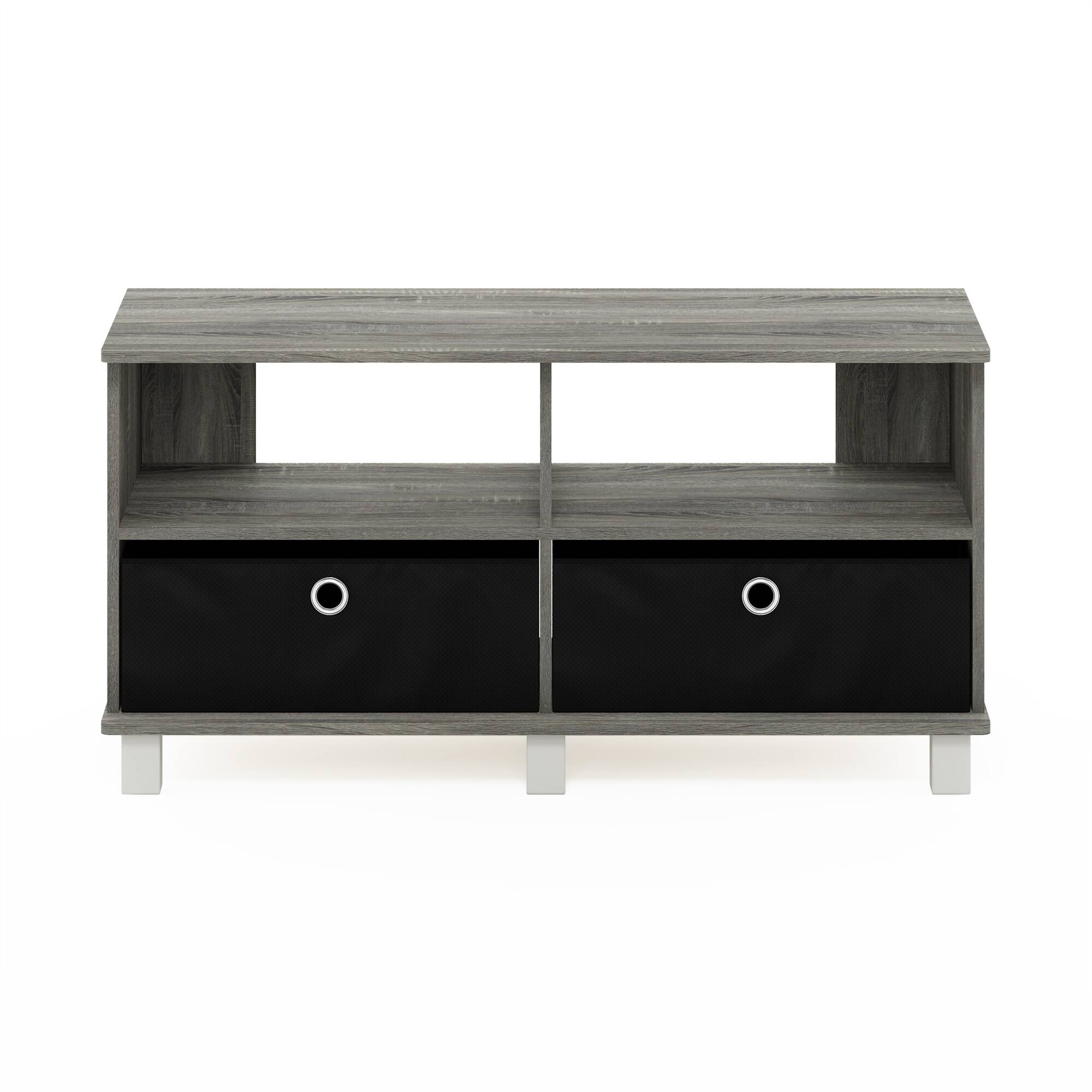 Alt View 2. Furinno - Andrey Entertainment Center with Bin Drawers - French Oak/Black.