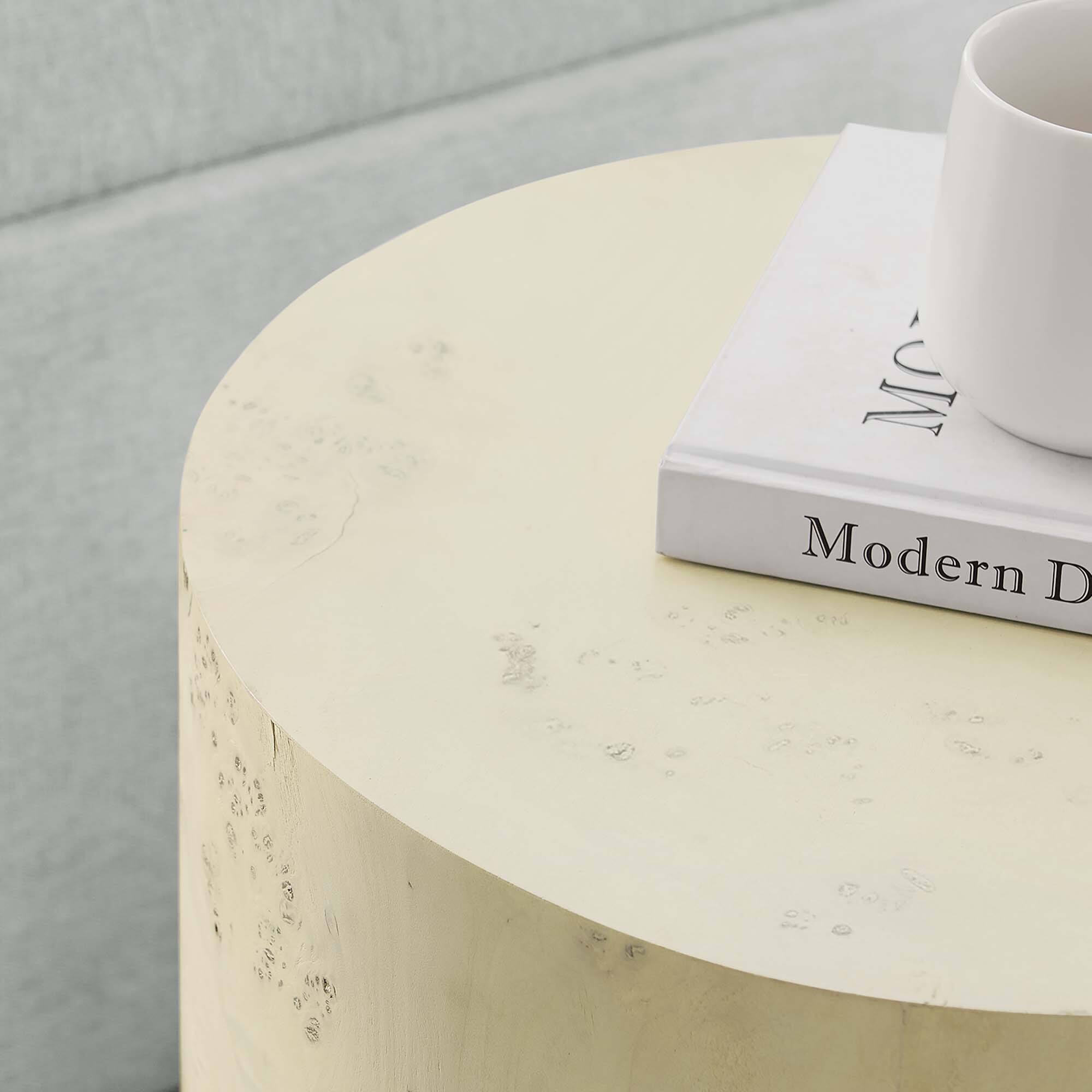 Alt View 2. Modway - Cosmos 16" Round Burl Wood Side Table by Modway - Bleached Burl.