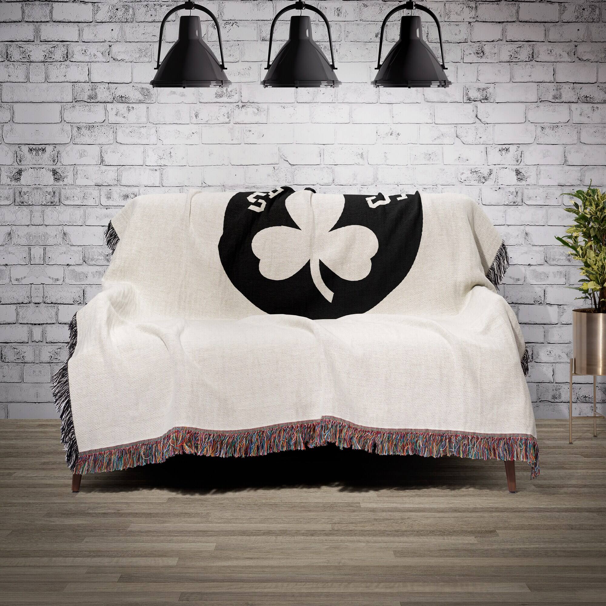 Alt View 1. Chad & Jake - Boston Celtics Woven Blanket - White.