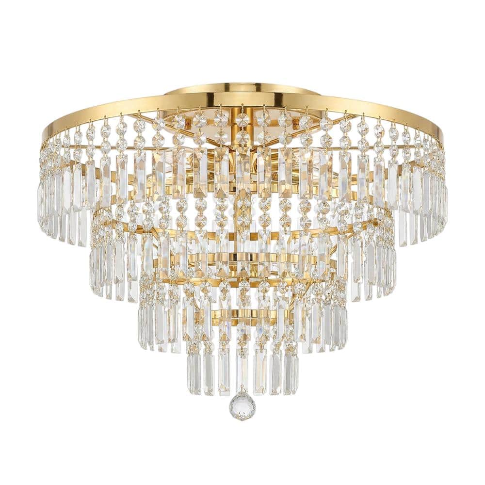 Elegant Lighting - Tranquil 10 light Flush Mount Clear Royal Cut Crystal - Gold