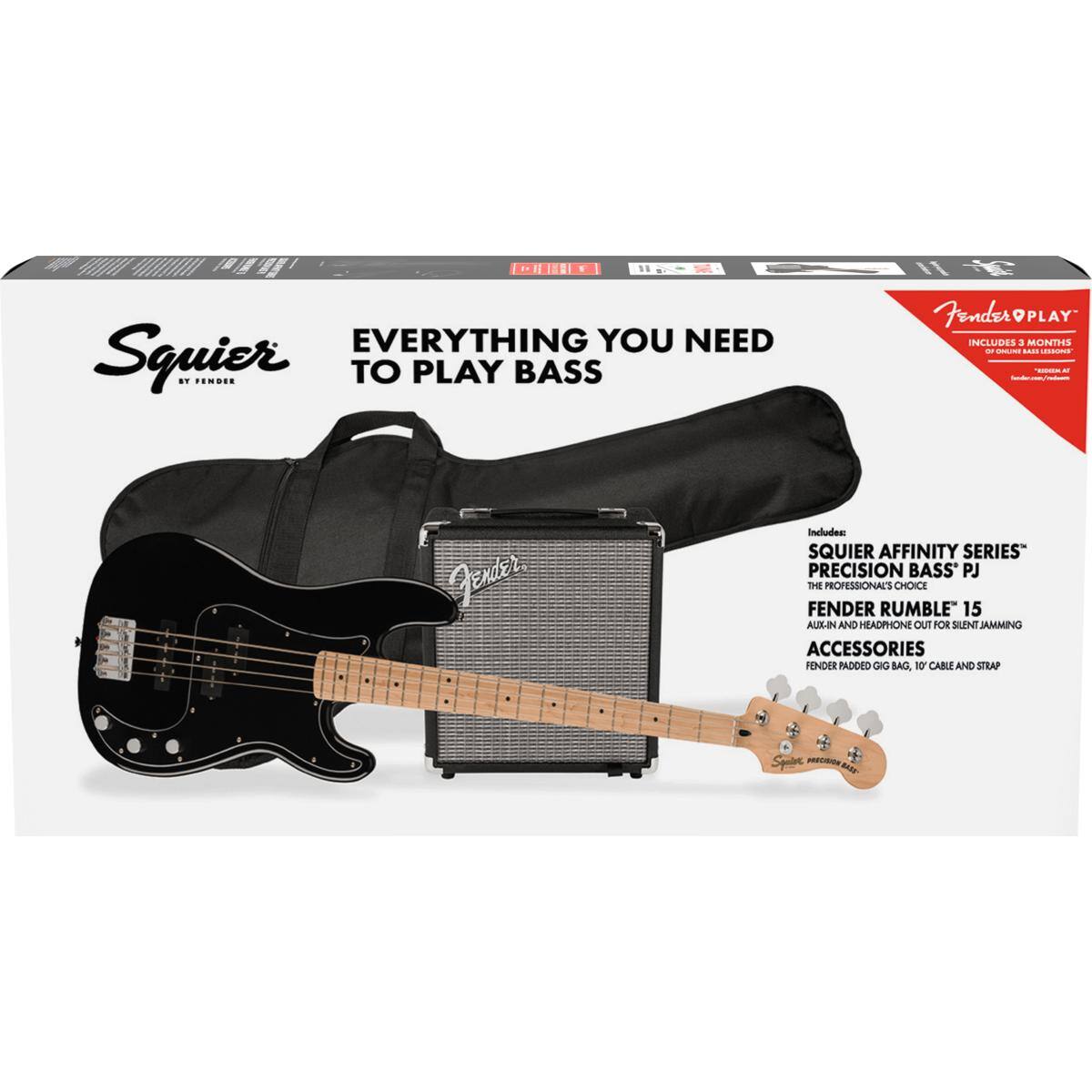 Squier by Fender: Everything You Need to Play Bass

Includes:
- Squier Affinity Series Precision Bass PJ
- Fender Rumble 15
- Accessories: Fender Padded Gig Bag, 10 Cable and Strap