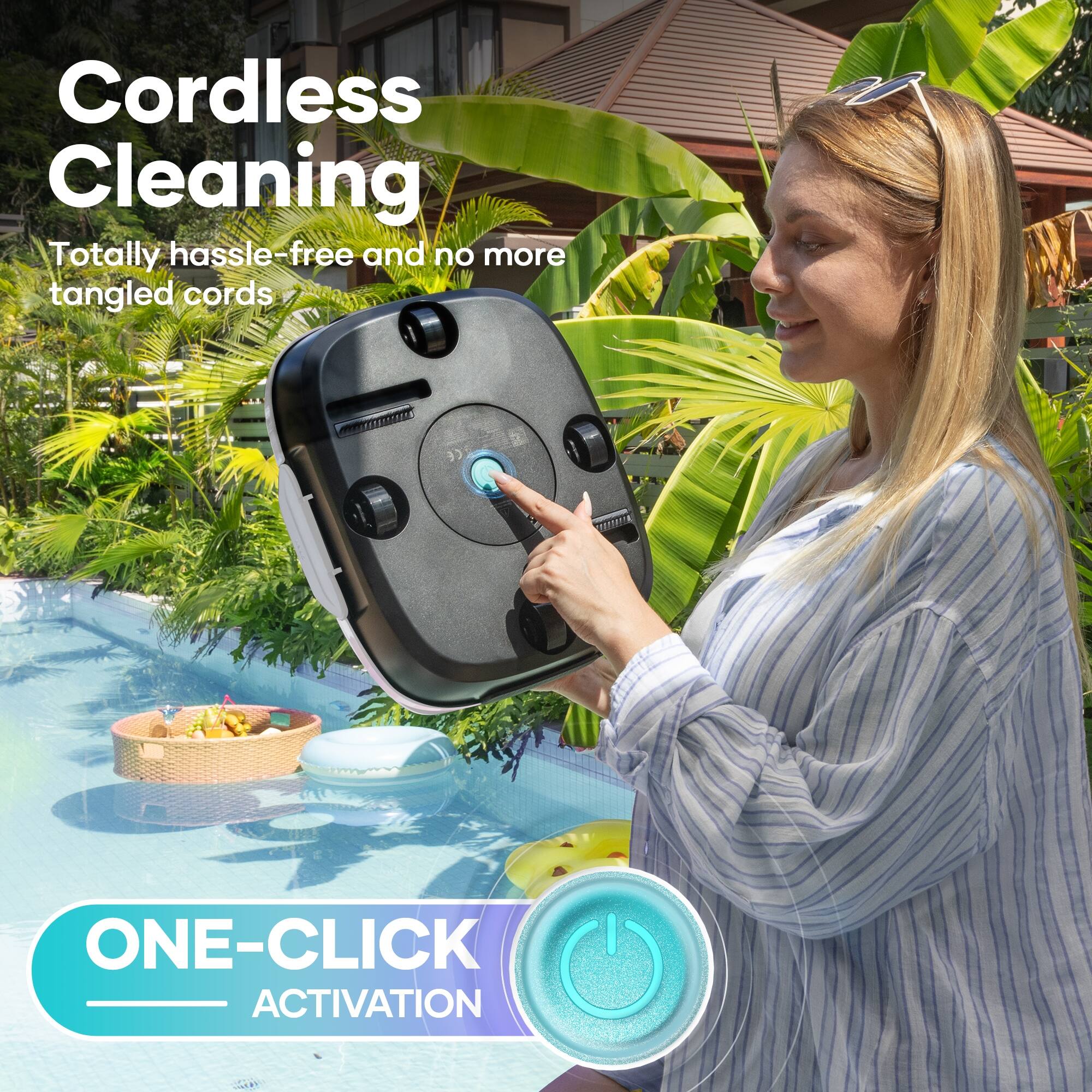 Cordless Cleaning: Totally Hassle-Free and No More Tangled Cords. ONE-CLICK ACTIVATION.