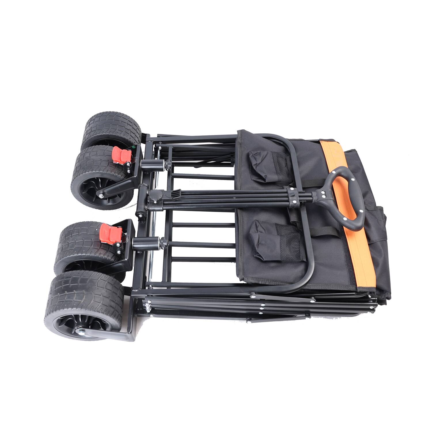 Alt View 4. Whisen - Outdoor Wagon & Garden Cart, Large Capacity Folding Utility Wagon w/ Wide Wheels & Adjustable Handle - Black | Orange.