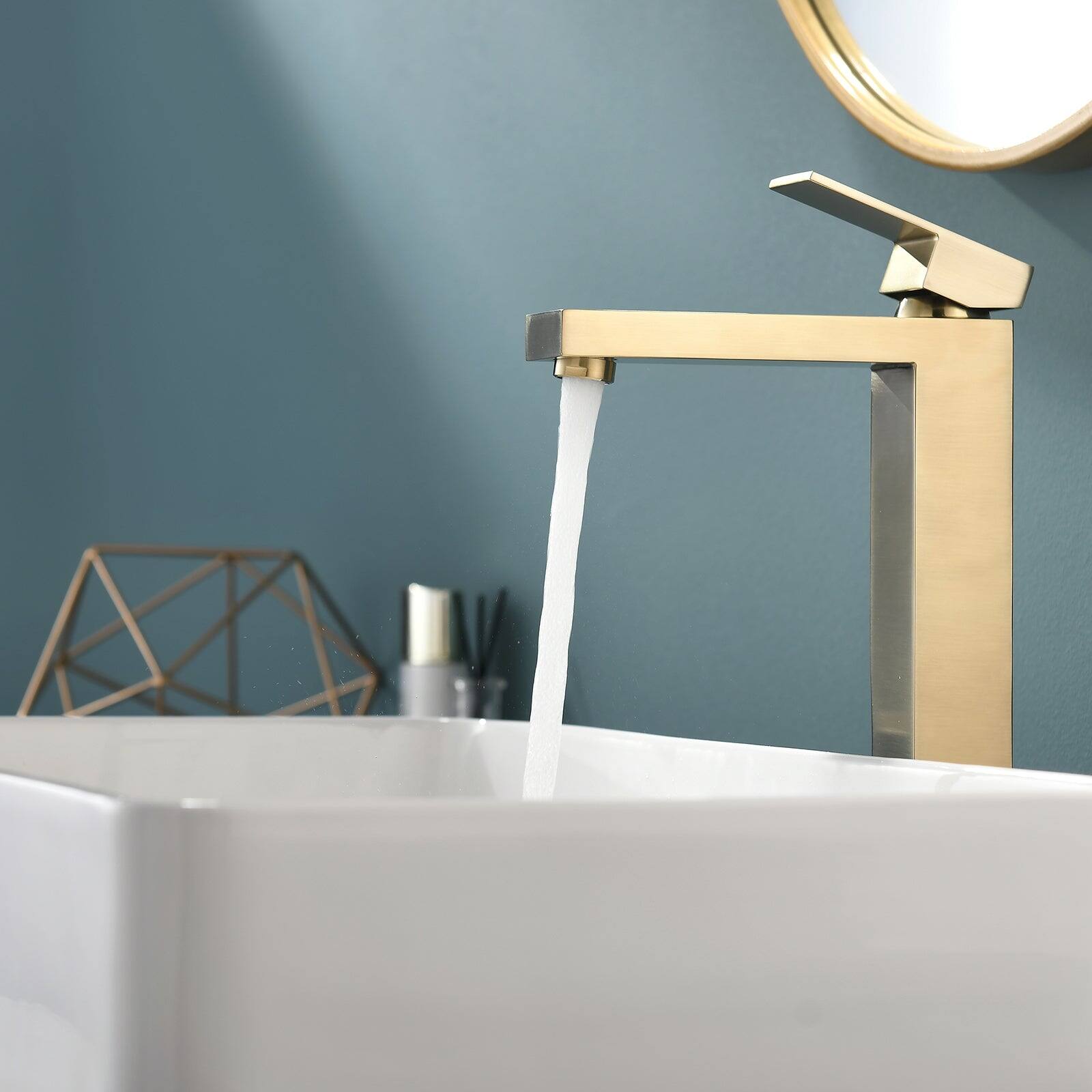 Alt View 7. Boyel Living - Single Handle Single Hole Tall Bathroom Faucet Brushed Gold with Supply Lines Modern Durable Easy Install - Brushed Gold - Tall.