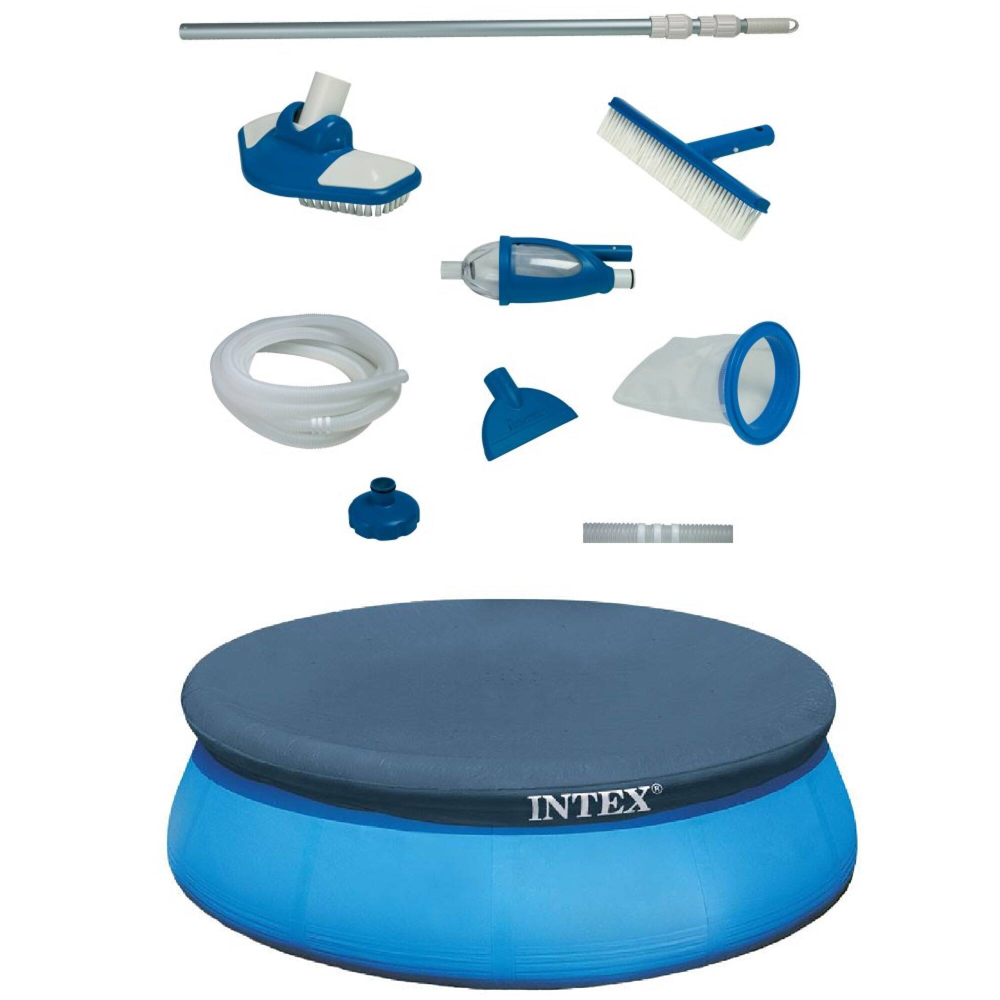 Front. Intex - Intex Deluxe Pool Maintenance Kit & Intex 15 Ft Above Ground Swimming PoolCover.