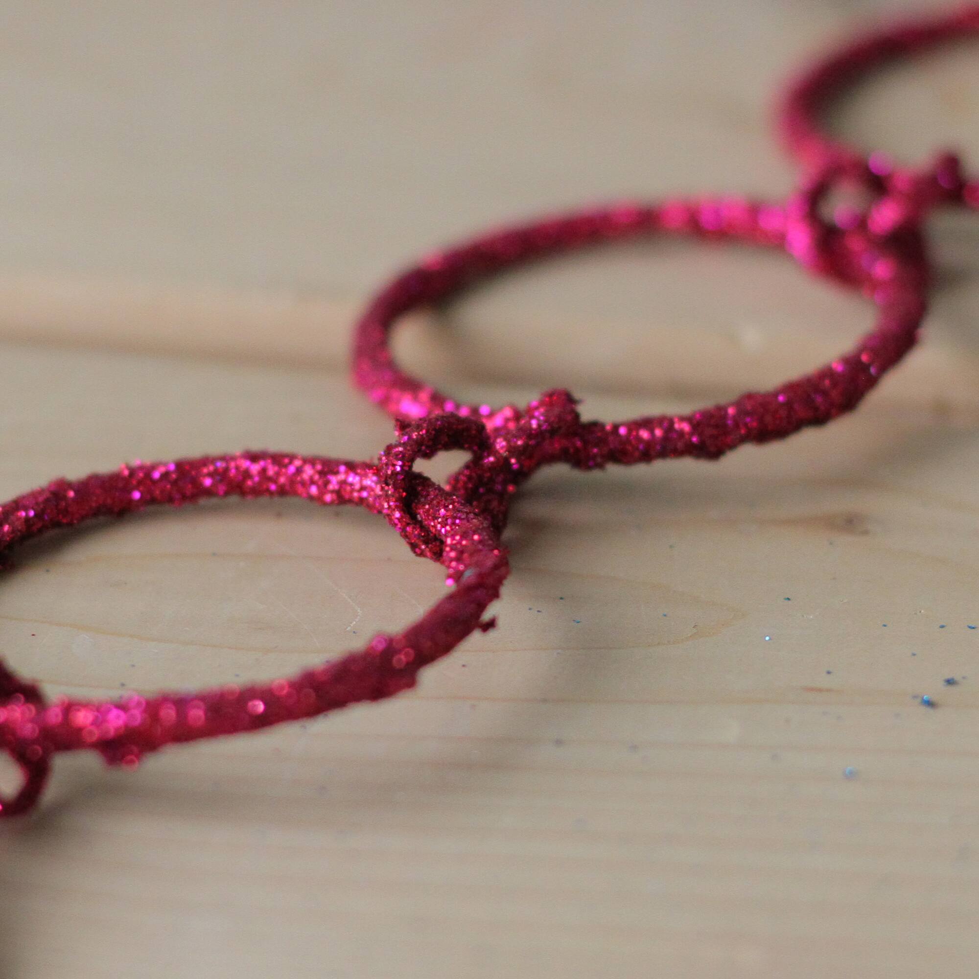 Alt View 1. Allstate - 5' x 1.75" Pink Sparkling Glitter Round Circle Chain Artificial Christmas Garland - Unlit - Pink.