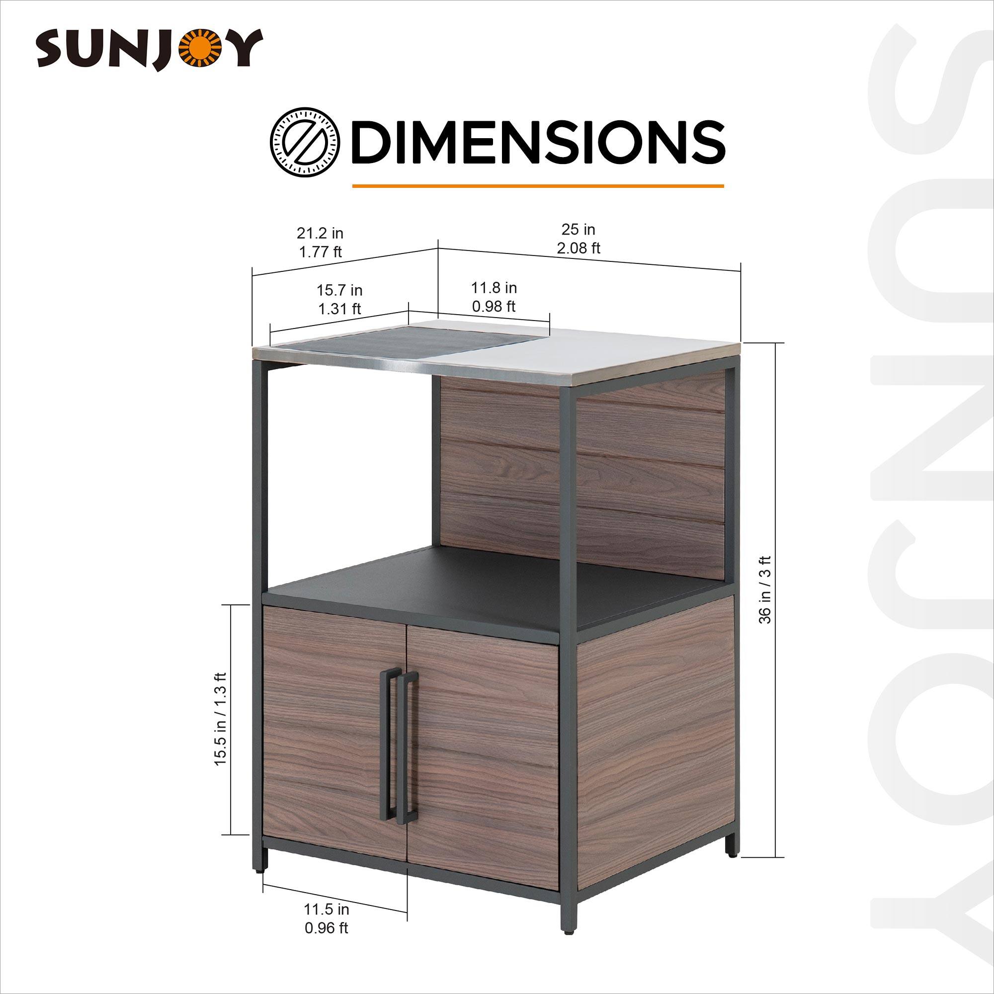 SUNJOY DIMENSIONS  
21.2 in / 1.77 ft  
25 in / 2.08 ft  
15.7 in / 1.31 ft  
11.8 in / 0.98 ft  
15.5 in / 1.3 ft  
11.5 in / 0.96 ft  
36 in / 3 ft