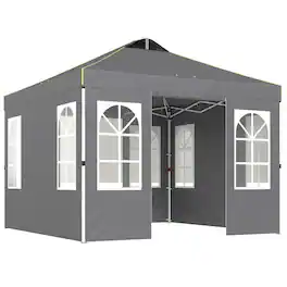 Outsunny - x 9.6 ft Pop Up Canopy Tent with Sidewalls, One Push Setup, UPF50+ Portable Instant Canopy Shelter