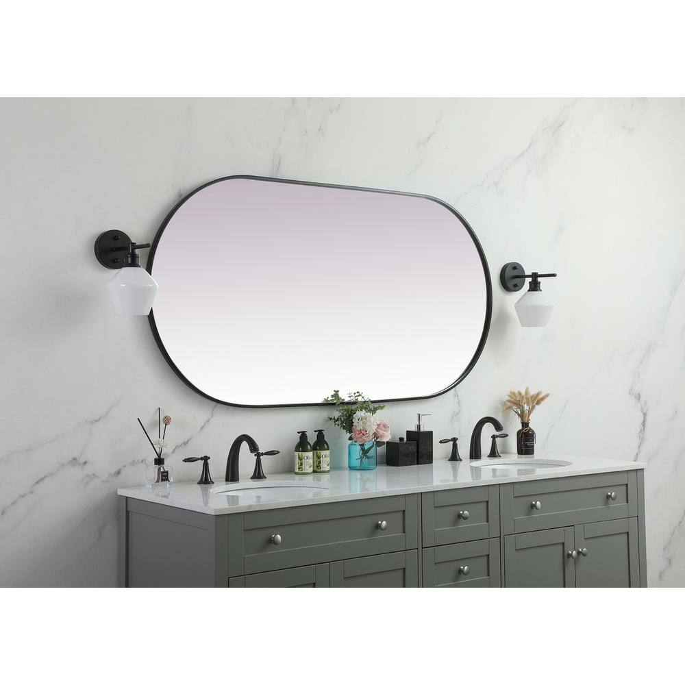 Alt View 4. Elegant Decor - Metal Frame Oval Mirror 30x60 Inch in Black - Black.