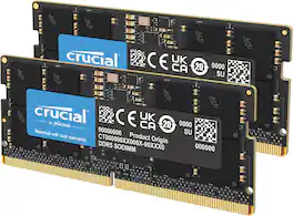 Crucial - 128GB Kit (2x64GB) DDR5 5600MHz C46 SODIMM Laptop Memory - Black