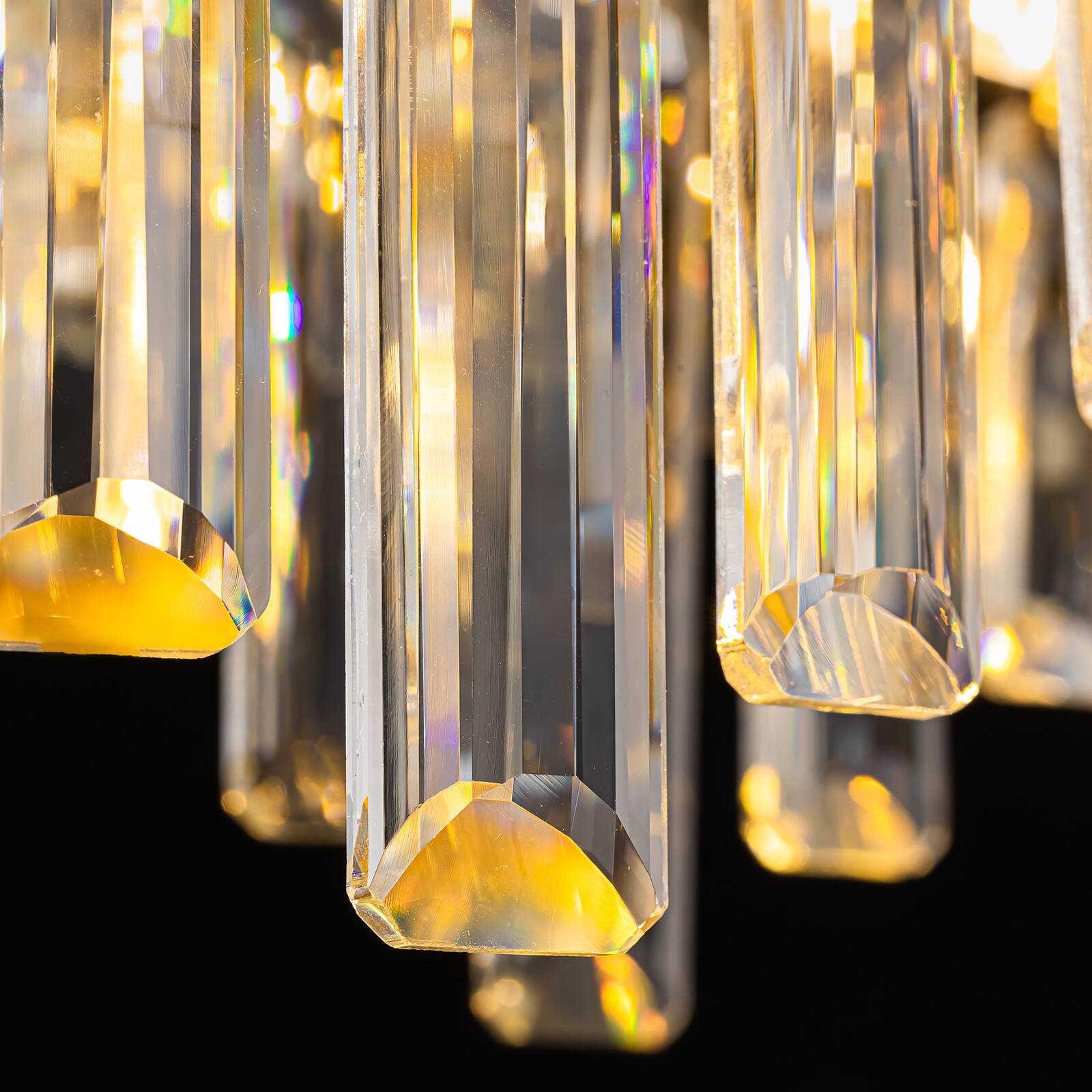 Left. Siljoy - Luxury Rectangle Crystal Chandelier, 40" Gold Linear Chandelier, 16-Light for Kitchen Island Foyer Living Room - Gold.