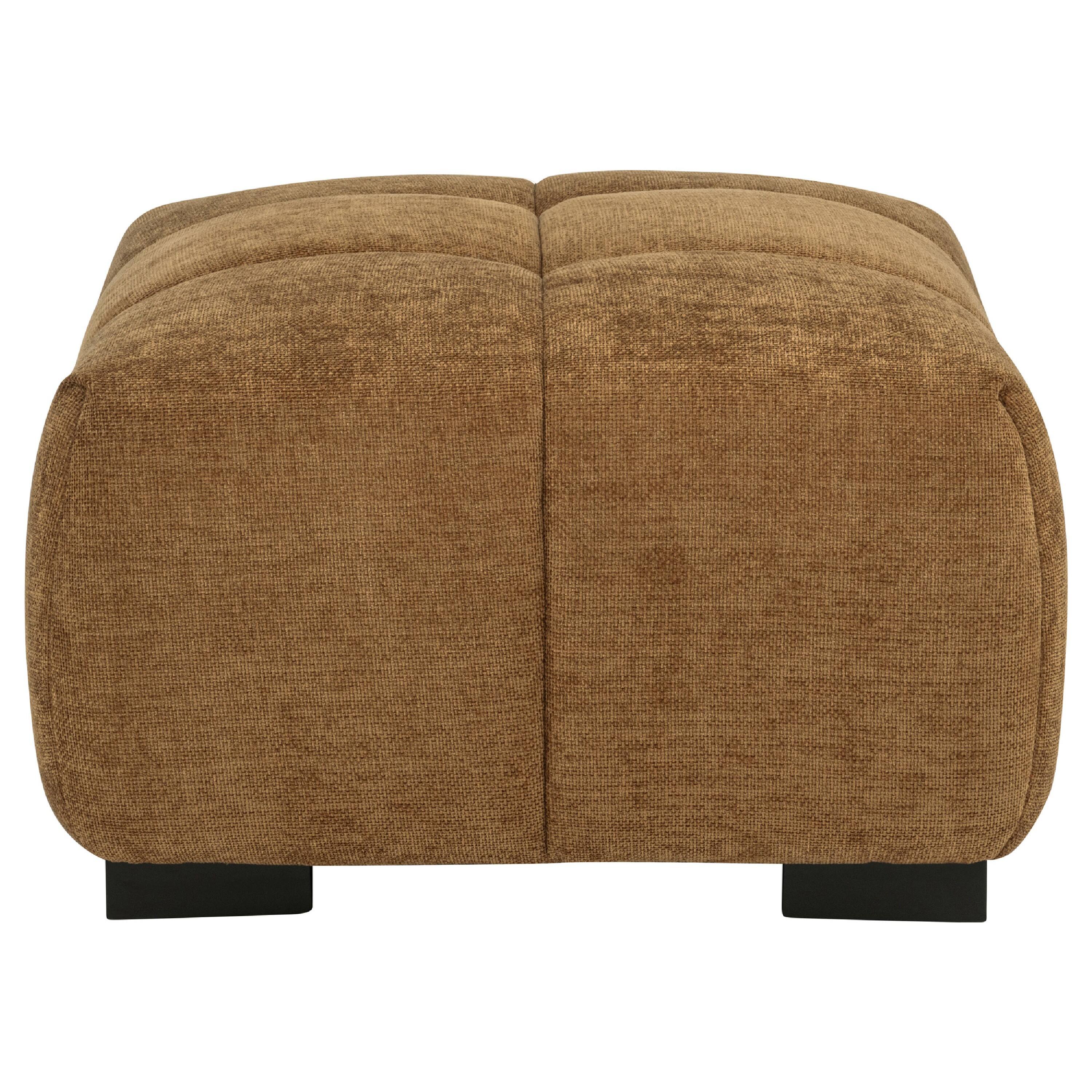 Alt View 2. Manhattan Lane - Hecy Ottoman, Grid Tufted, Plush Amber Brown Upholstery, 39 Inch - Amber Brown, Black.