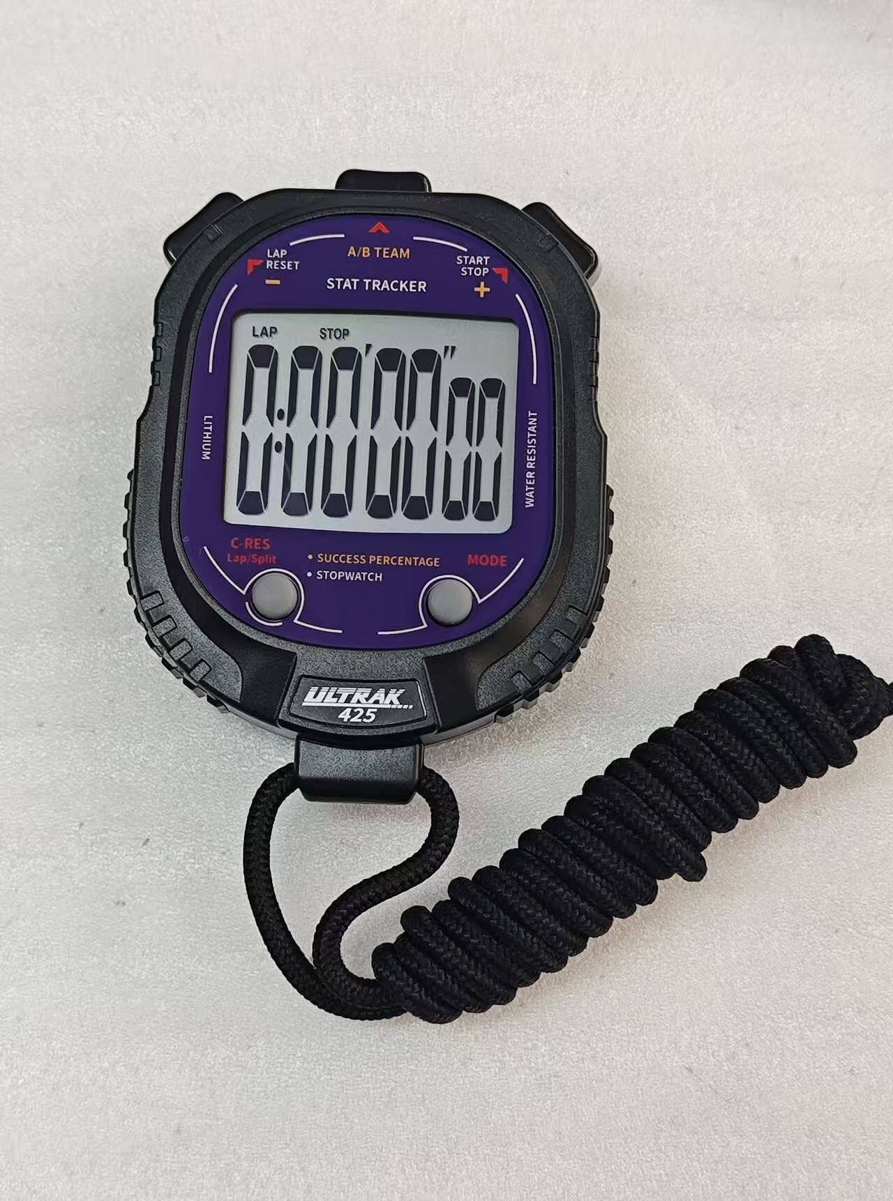 LAP RESET A/B TEAM START STOP STAT TRACKER + LAP STOP LITHIUM RESISTANT WATER C-RES Lap/Split SUCCESS PERCENTAGE MODE STOPWATCH ULTRAK 425