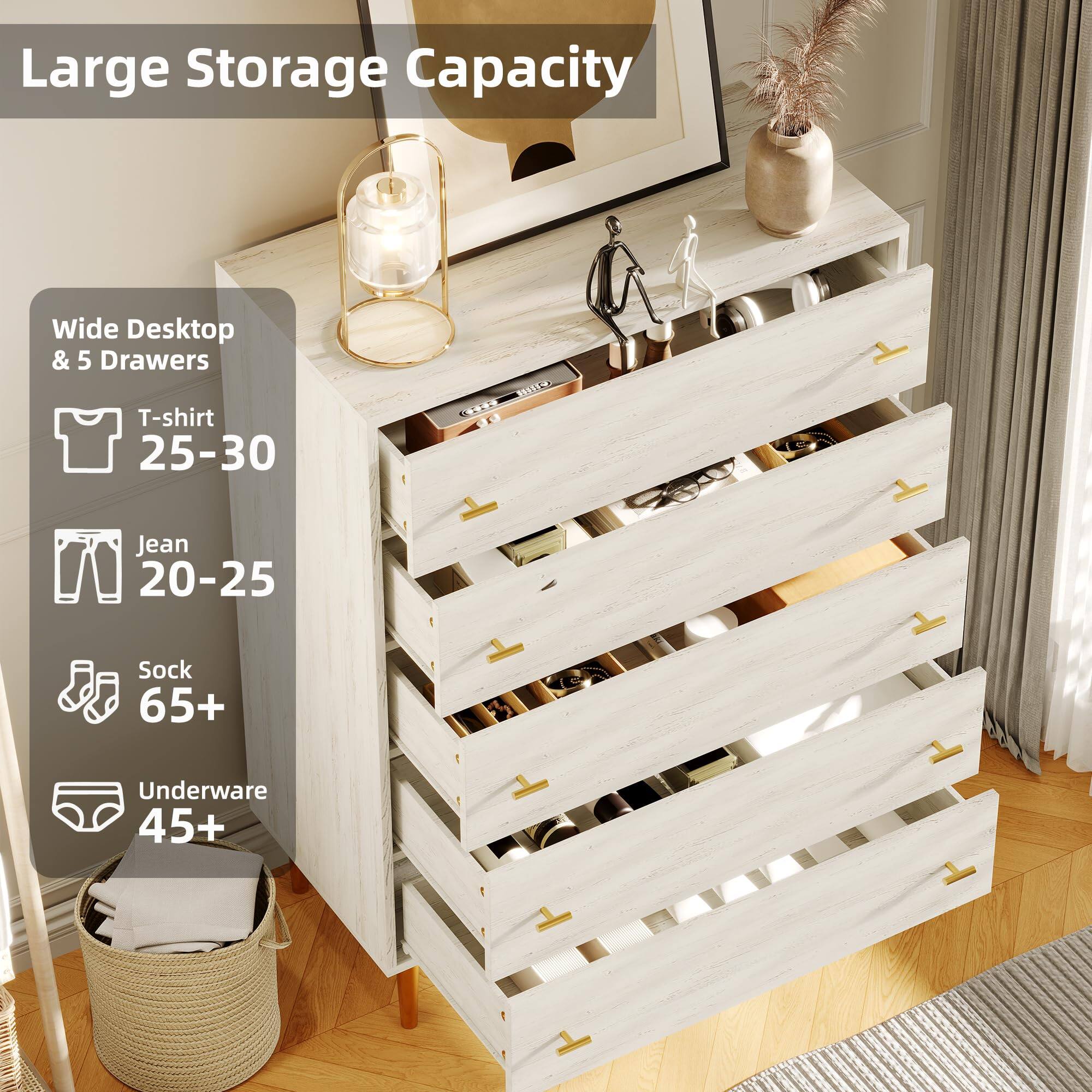 Homhougo 5 Drawers Dresser for Bedroom, 44