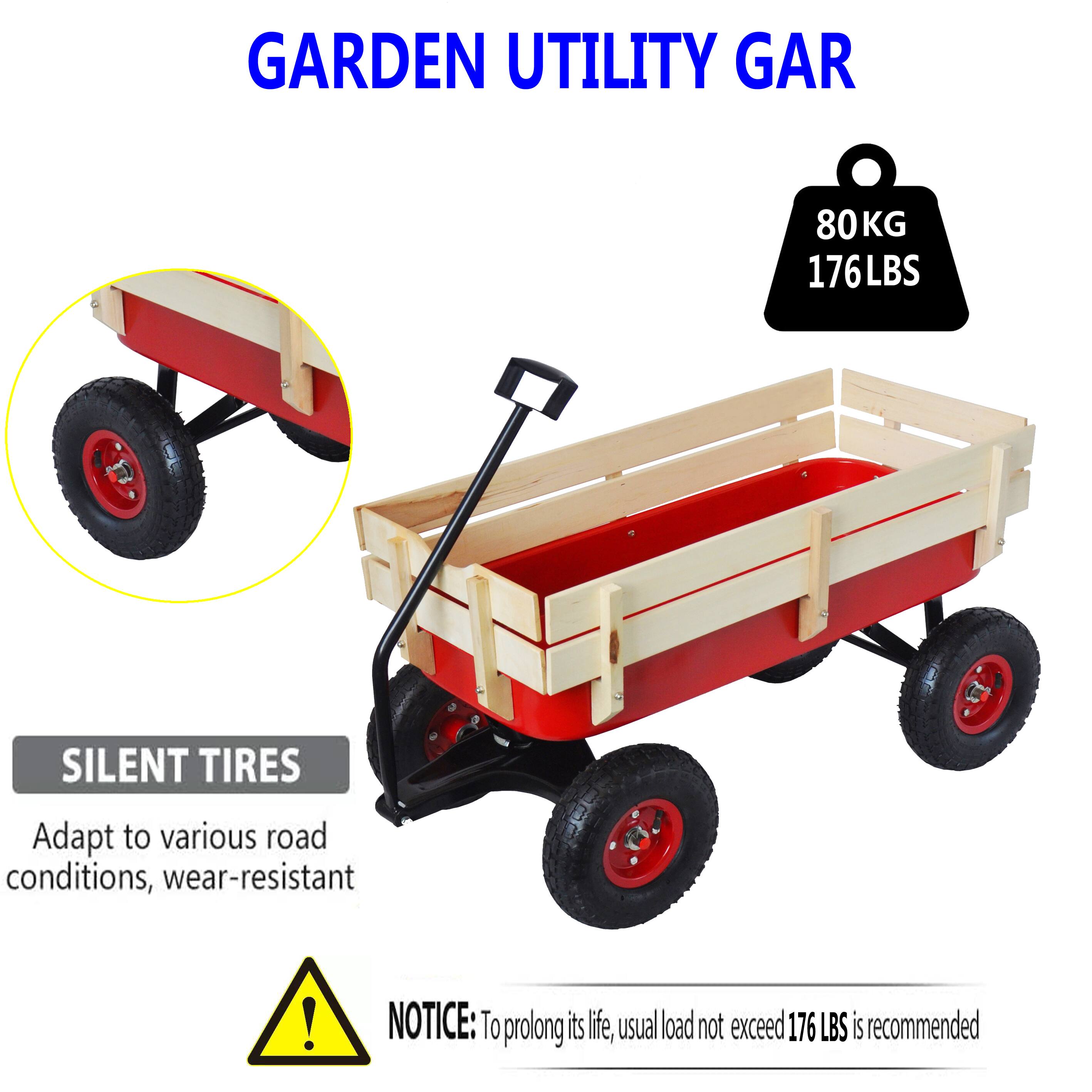 GARDEN UTILITY GAR

80KG 176LBS

SILENT TIRES
Adapt to various road conditions, wear-resistant

NOTICE: To prolong its life, usual load not exceed 176 LBS is recommended