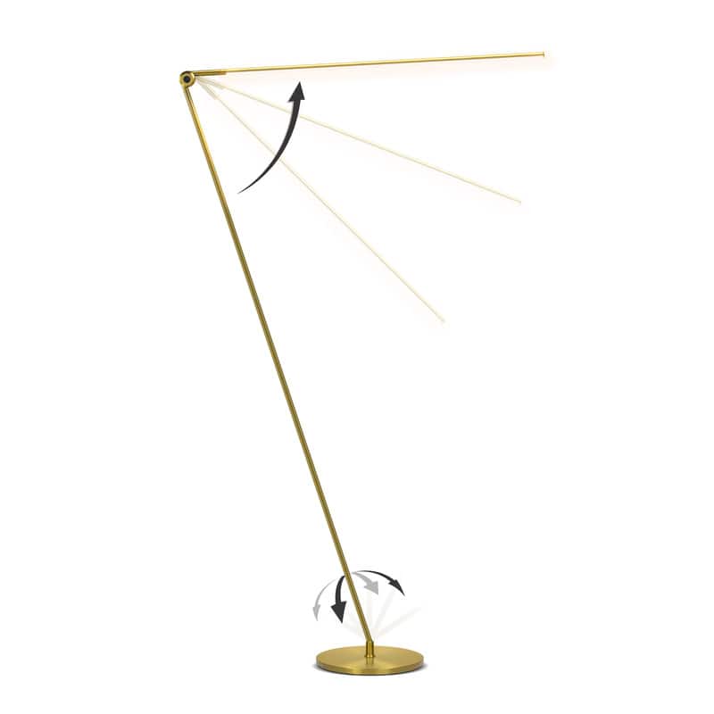 Brightech - Libra LED Modern Industrial Arc Dimmable Super Bright Floor Lamp with Rotating Height-Adjustable Head - Antiqued Brass