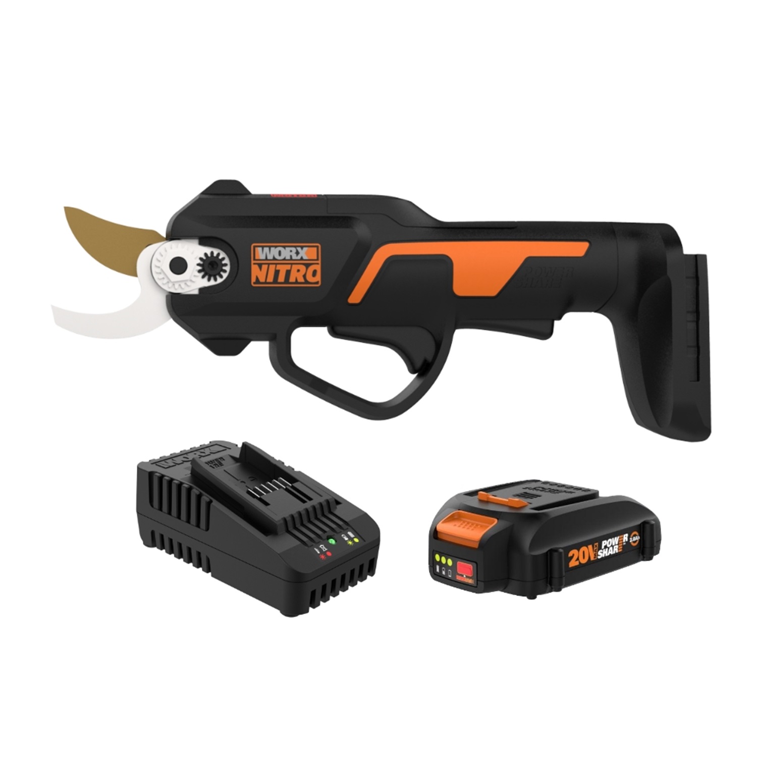 WORX 20V Cordless Brushless Pruning Shear (1 x 2.0 Ah Batteries and 1 x  Charger) Black WG330 - Best Buy