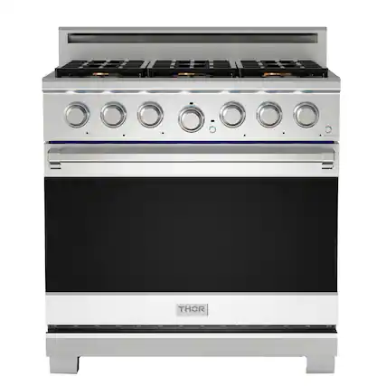 Front. Thor Kitchen - 6.0 Cu Ft. Freestanding Gas Range with Infrared Broiler - Stainless Steel.