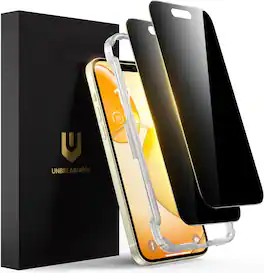 UNBREAKcable - 2-Pack Full Coverage Screen Protector Tempered Glass for iPhone 15 - Privacy