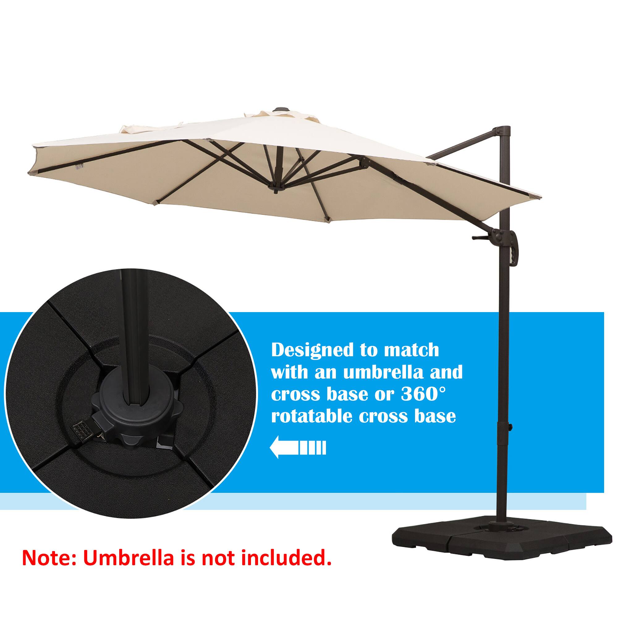 Designed to match with an umbrella and cross base or 360° rotatable cross base
Note: Umbrella is not included.