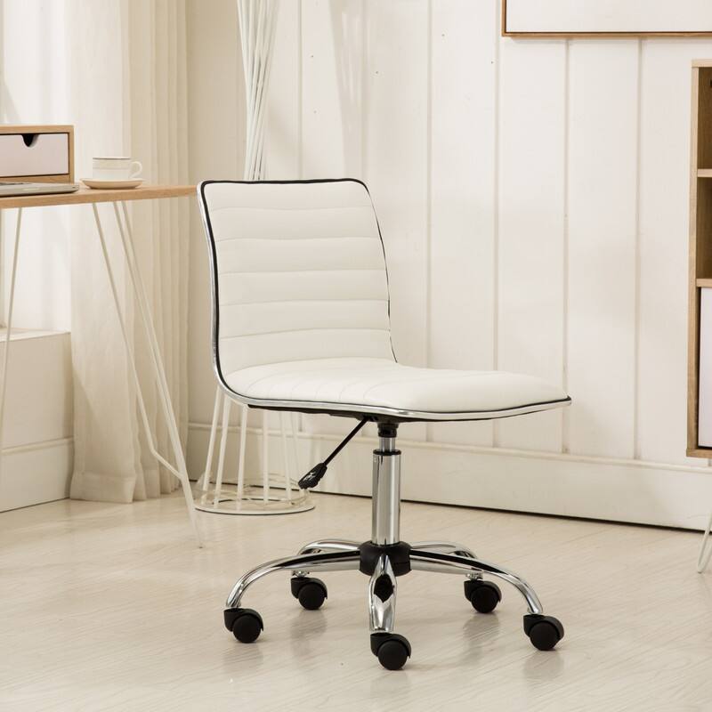 Alt View 4. HTUTWOO - Mid-Back Air Lift Office Chair, 360° Swivel Adjustable Height, Ergonomic Small Space Task Chair - for Home,Office - White.