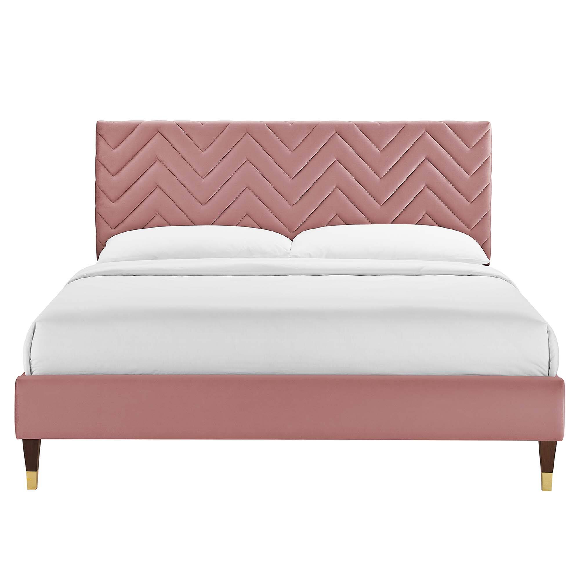 Alt View 1. Modway - Maven Queen Size Fabric Upholstered Platform Bed - Ivory.
