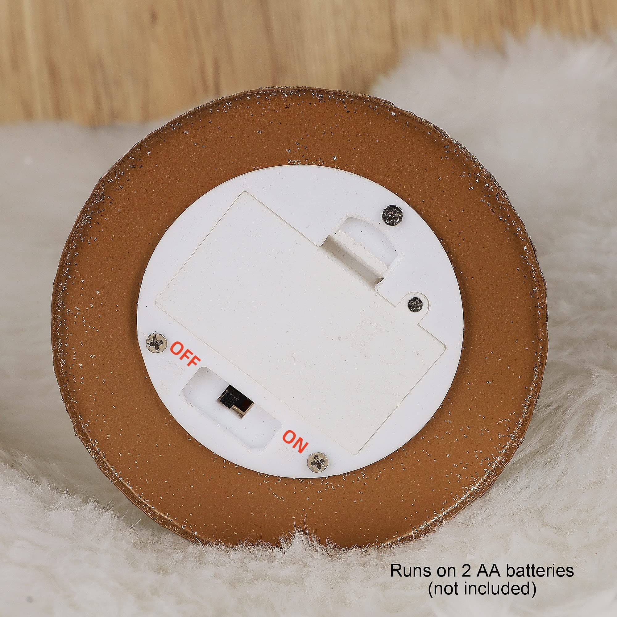 Runs on 2 AA batteries (not included)